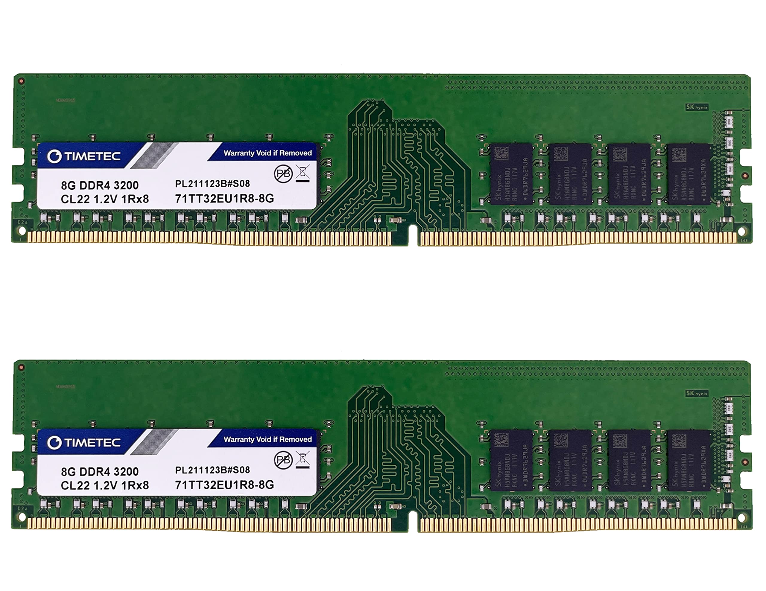 Timetec Hynix Original 16Gb Kit (2X8Gb) Ddr4 3200Mhz Pc4 25600 Unbuffered Ecc 1.2V Cl22 1Rx8 Single Rank 288 Pin Udimm Server Me