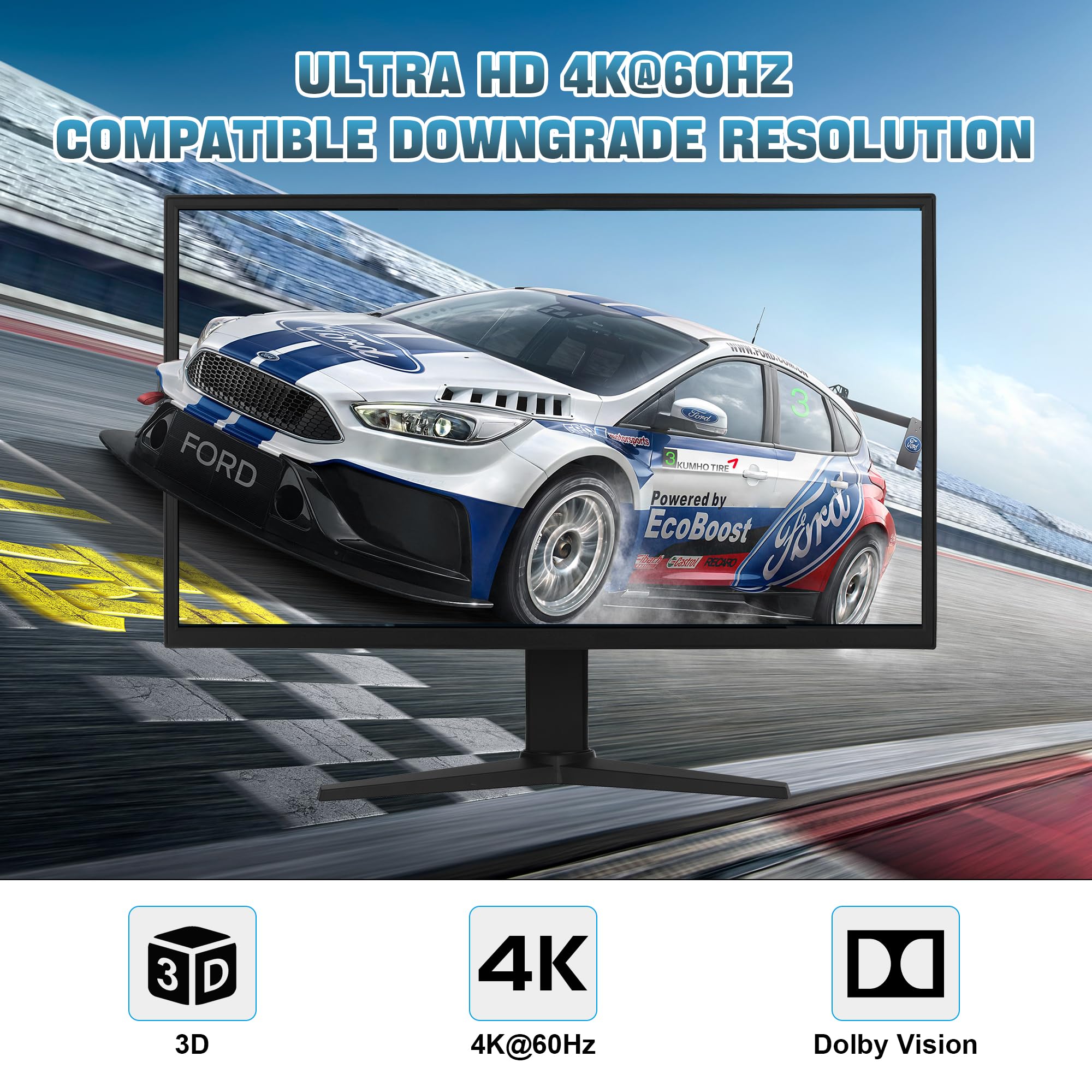 clickfish HDMI + 2 Displayport 3 Monitor KVM Switch for 2 PCs, 4K@60Hz, USB 3.0 Ports, Audio Support - Triple Monitor Switcher