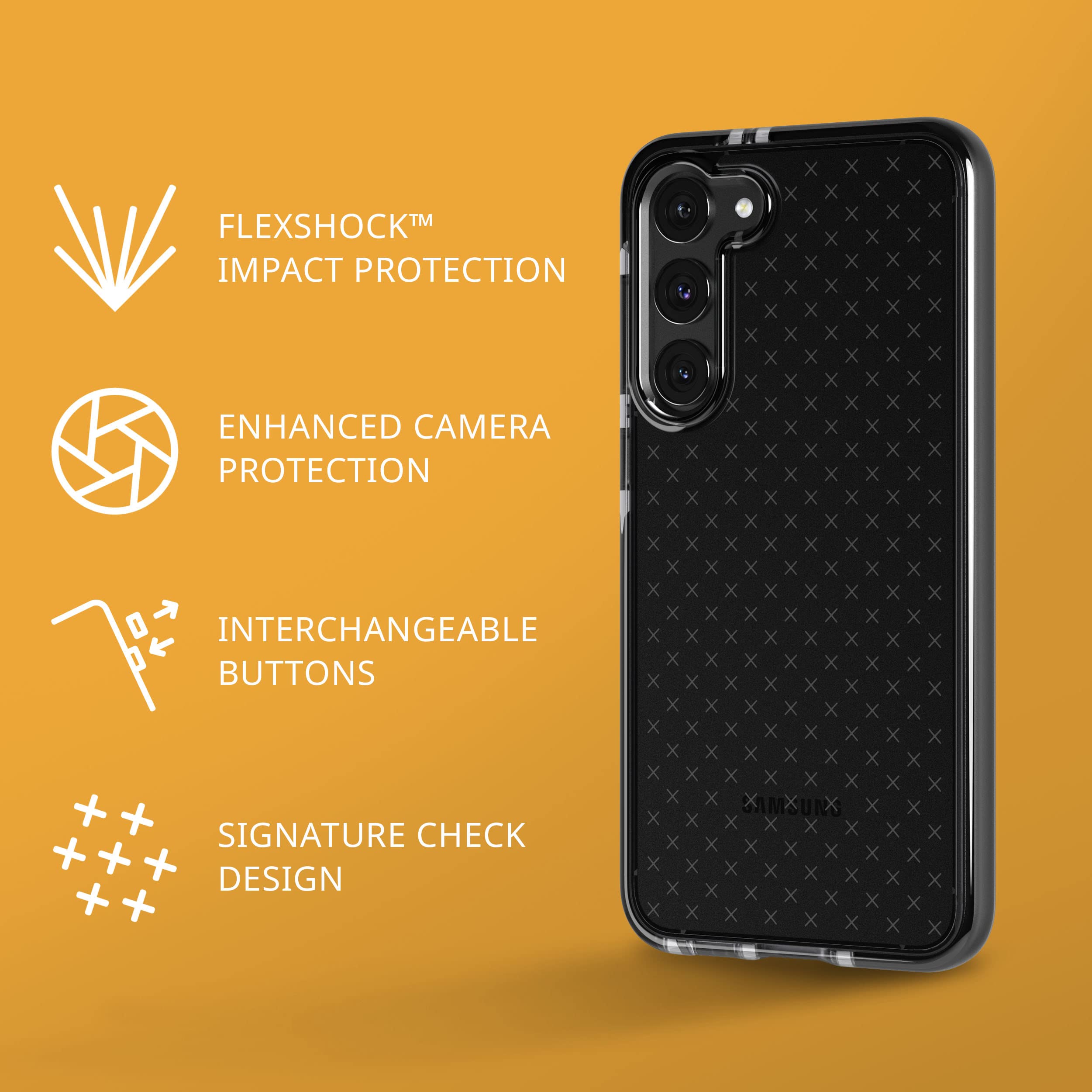 Tech21 Evo Check For Samsung Galaxy S23 Plus - Smokey Black 16Ft Drop Protecion Shockproof Shock-Resistant And Scratch-Resistant