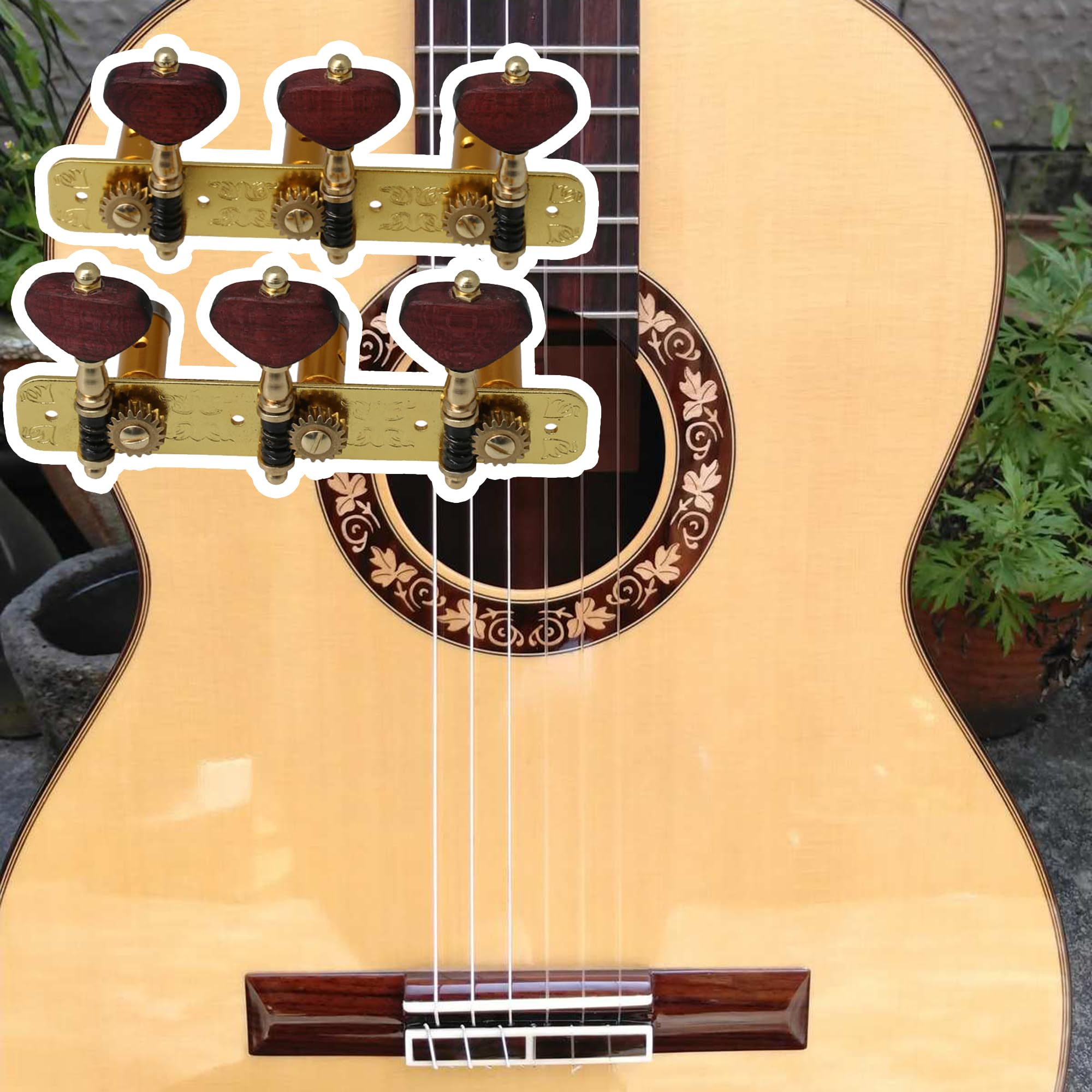 Yibuy 2Pcs Gold Plated Acoustic Classical Guitar Machine Heads Tuning Keys Peg Replacement Accessories