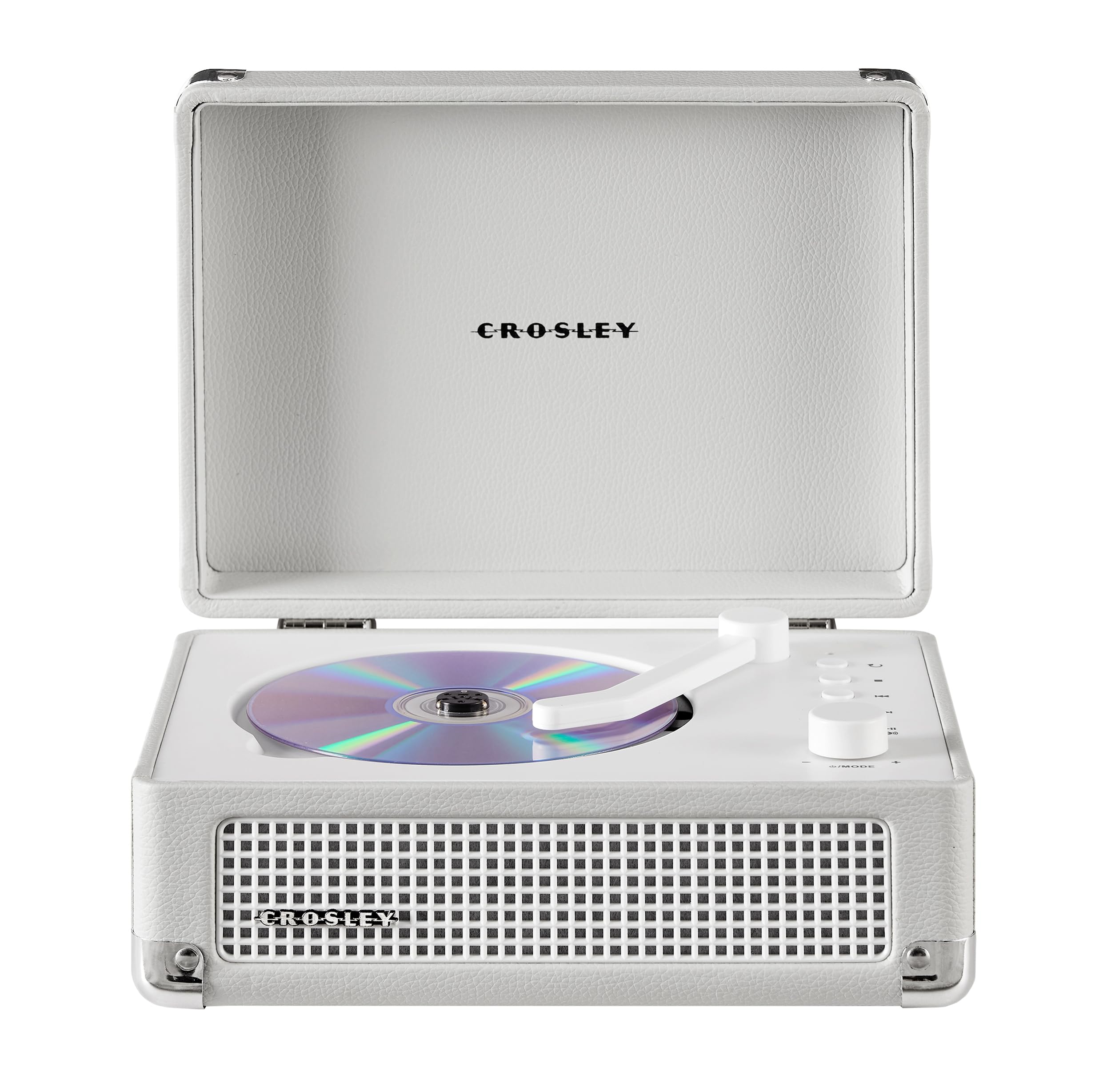 Crosley CR3505A-WS Cruiser Retro Portable CD Player with Stereo Bluetooth Speakers and FM Radio, White Sand