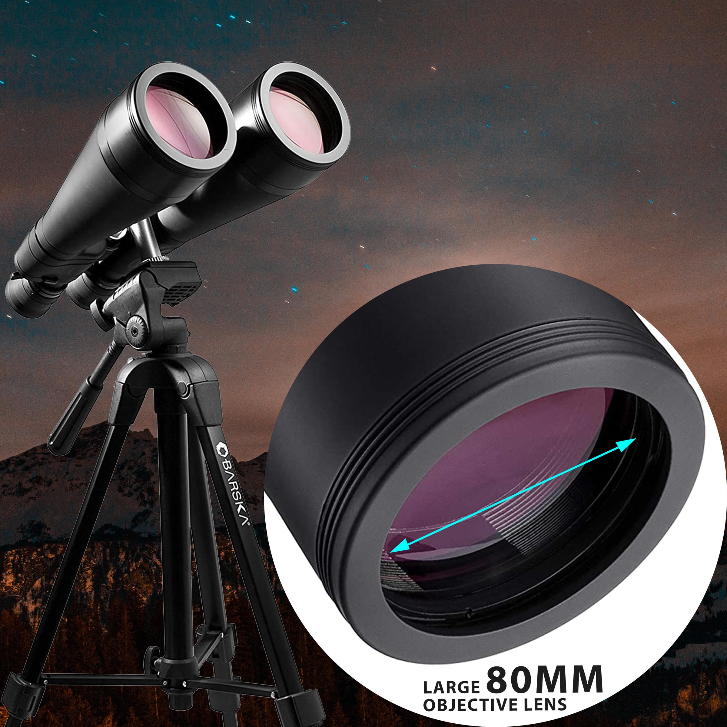 Barska Ab11184 Gladiator 20-140X80 Zoom Binoculars (Green Lens) Black