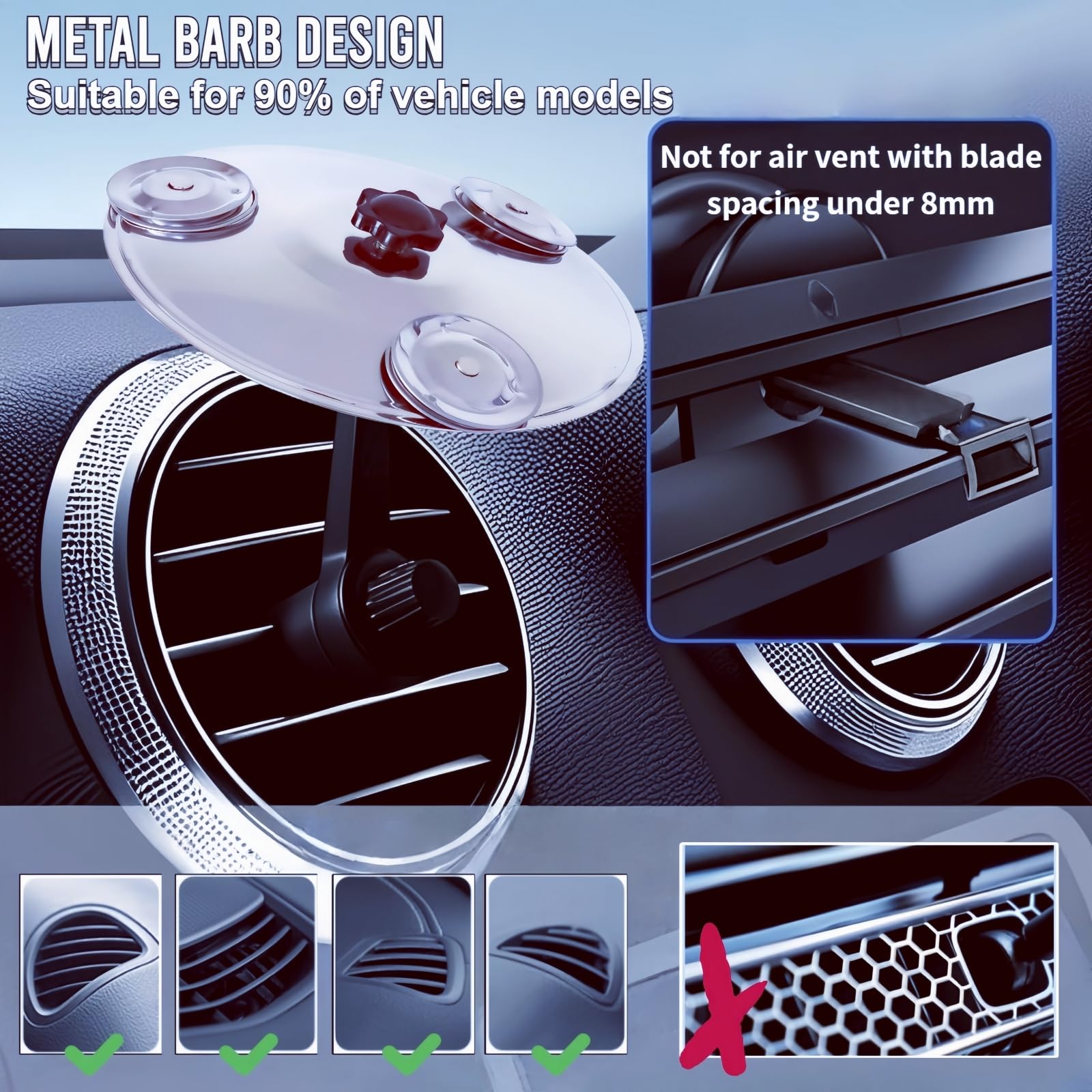 Car Vent Cymbal 1-Pack, 360 Rotating Mini Drum Crash Cymbal With Triple-Layer Sound, Universal Fit For All Vehicles, Easy Diy As