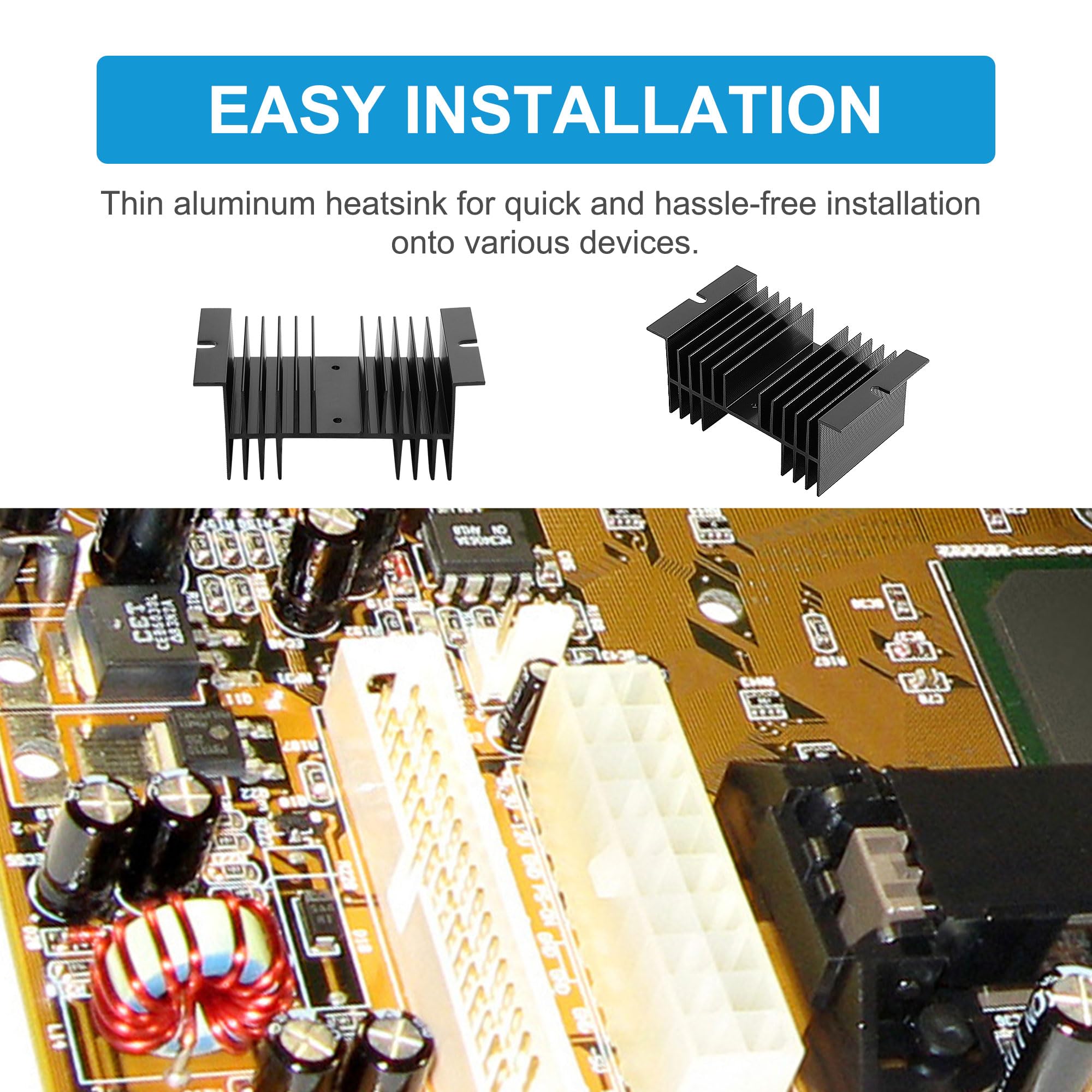 Uxcell Black Aluminum Heatsink 4.9'' X 2.8'' X 2''/12.5 X 7 X 5Cm Cooling Fins Heat Dissipation Cooler Heat Sink For Solid State