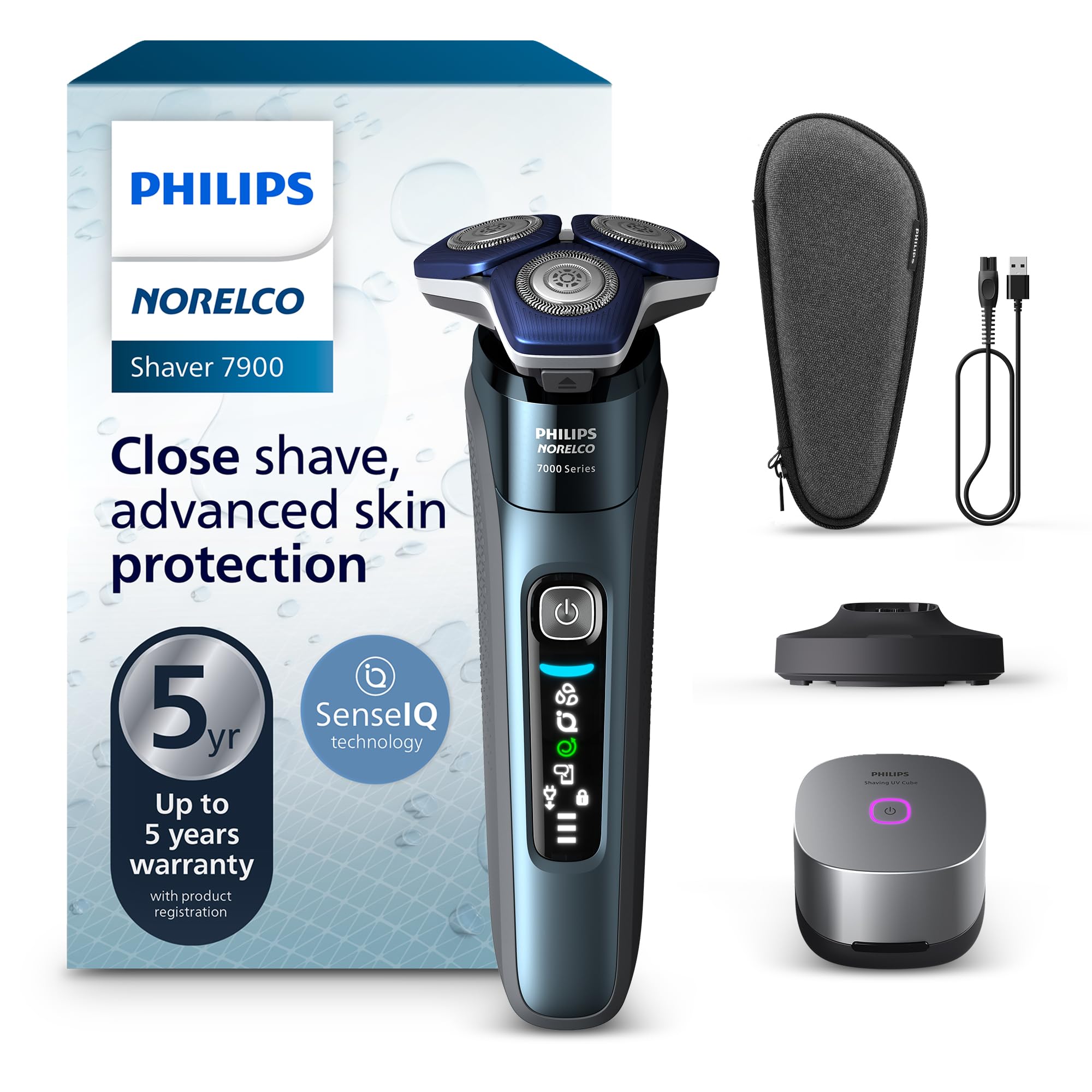 Philips Norelco Shaver Series 7000, Wet & Dry Electric Shaver With Senseiq Technology, Pop Up Trimmer, Charging Stand, Travel Ca
