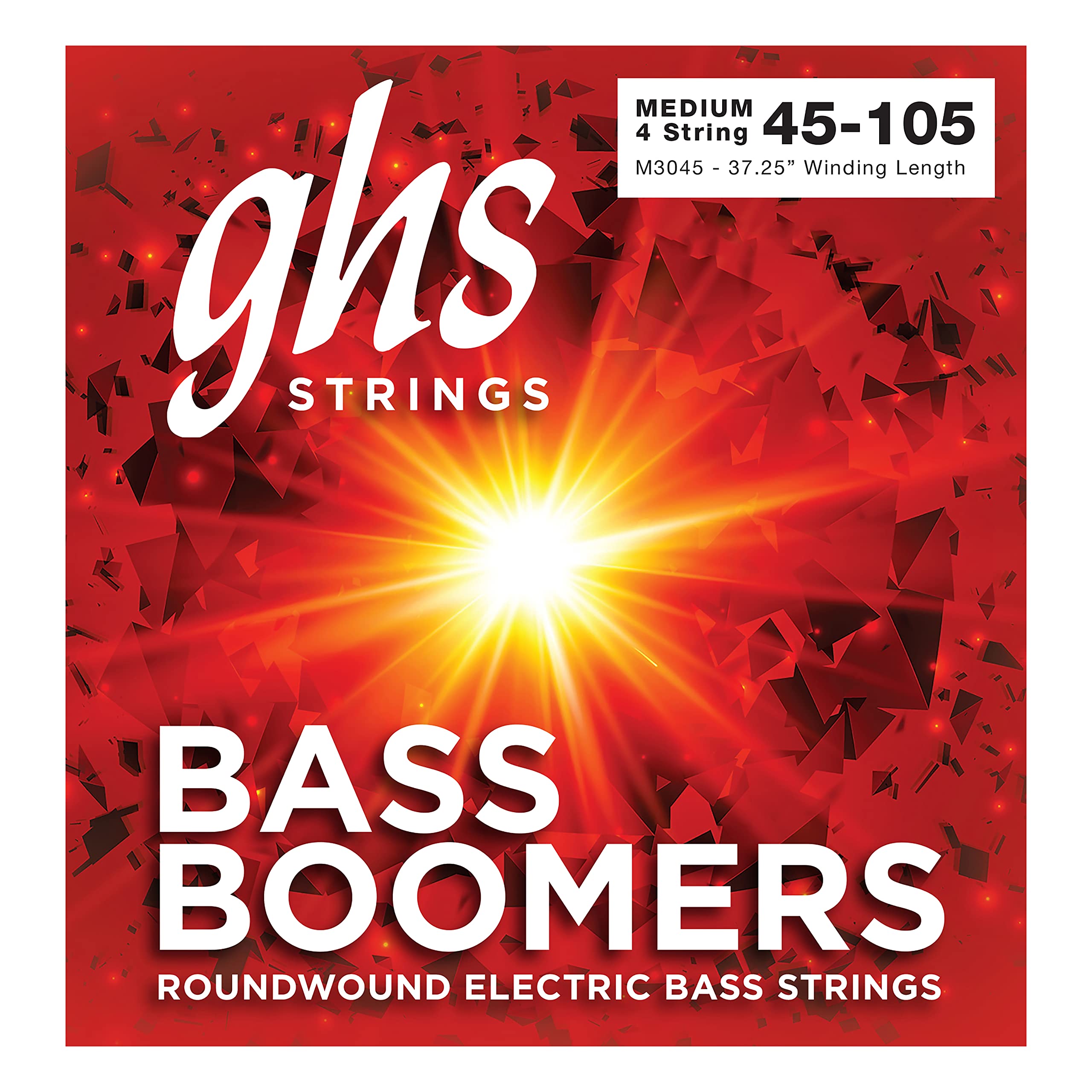 Ghs Strings M3045 4 String Bass Boomers, Nickel Plated Electric Bass Strings, Long Scale, Medium (.045 .105)