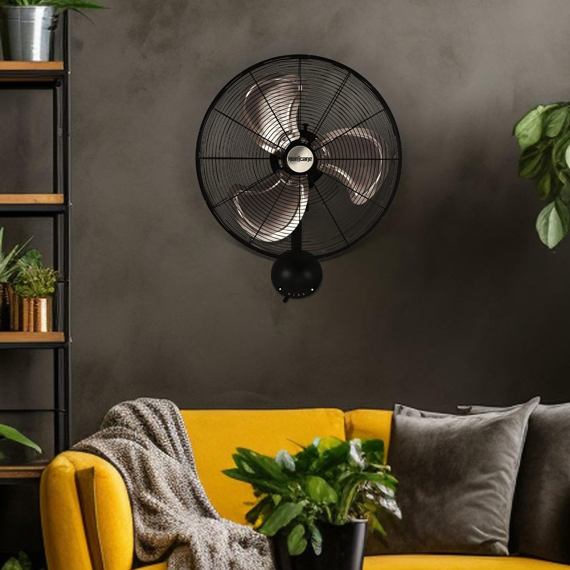 Hurricane Oscillating Wall Mount Fan, 3 Speed Indoor Cooling, Pro Series, 16''