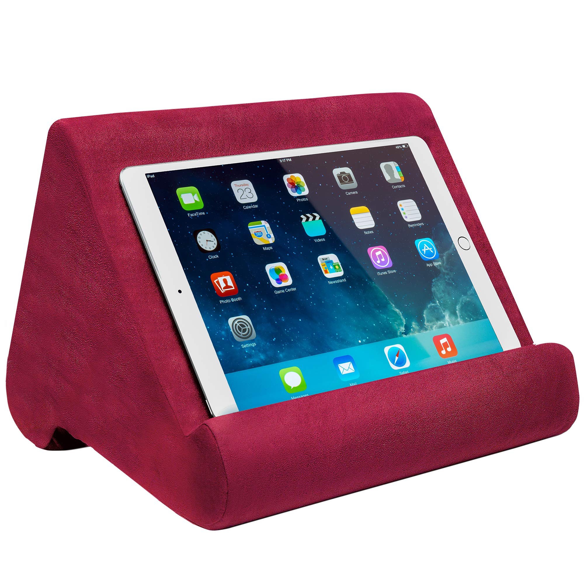 Ontel Pillow Pad Ultra Multi Angle Soft Tablet Stand, Burgundy   Comfortable Angled Viewing For Ipad, Tablets, Kindle, Smartphon