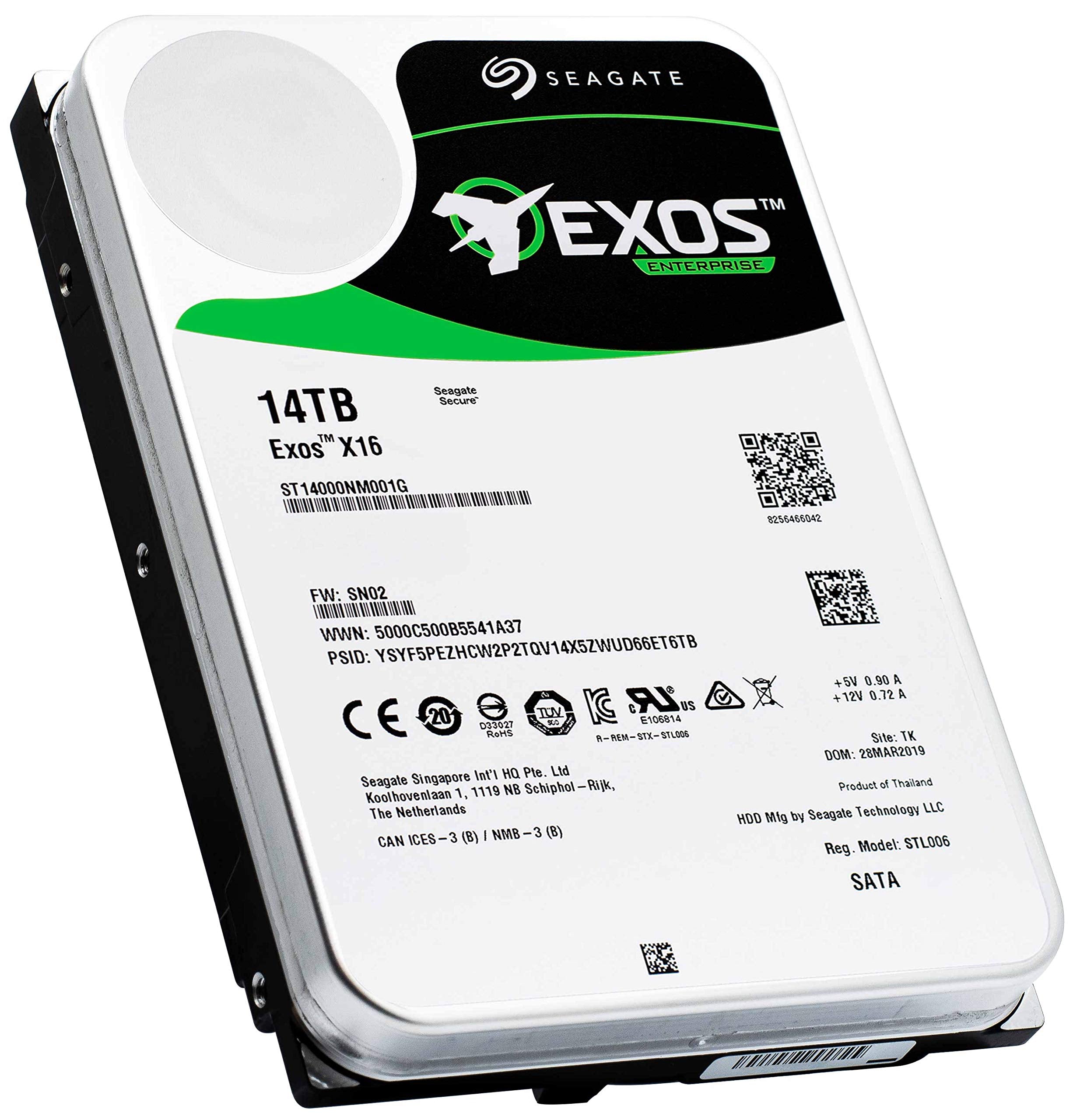 Seagate 14TB HDD Exos X14 7200 RPM 512e/4Kn SATA 6Gb/s 256MB Cache 3.5 Inch Enterprise Hard Drive (ST14000NM0018)
