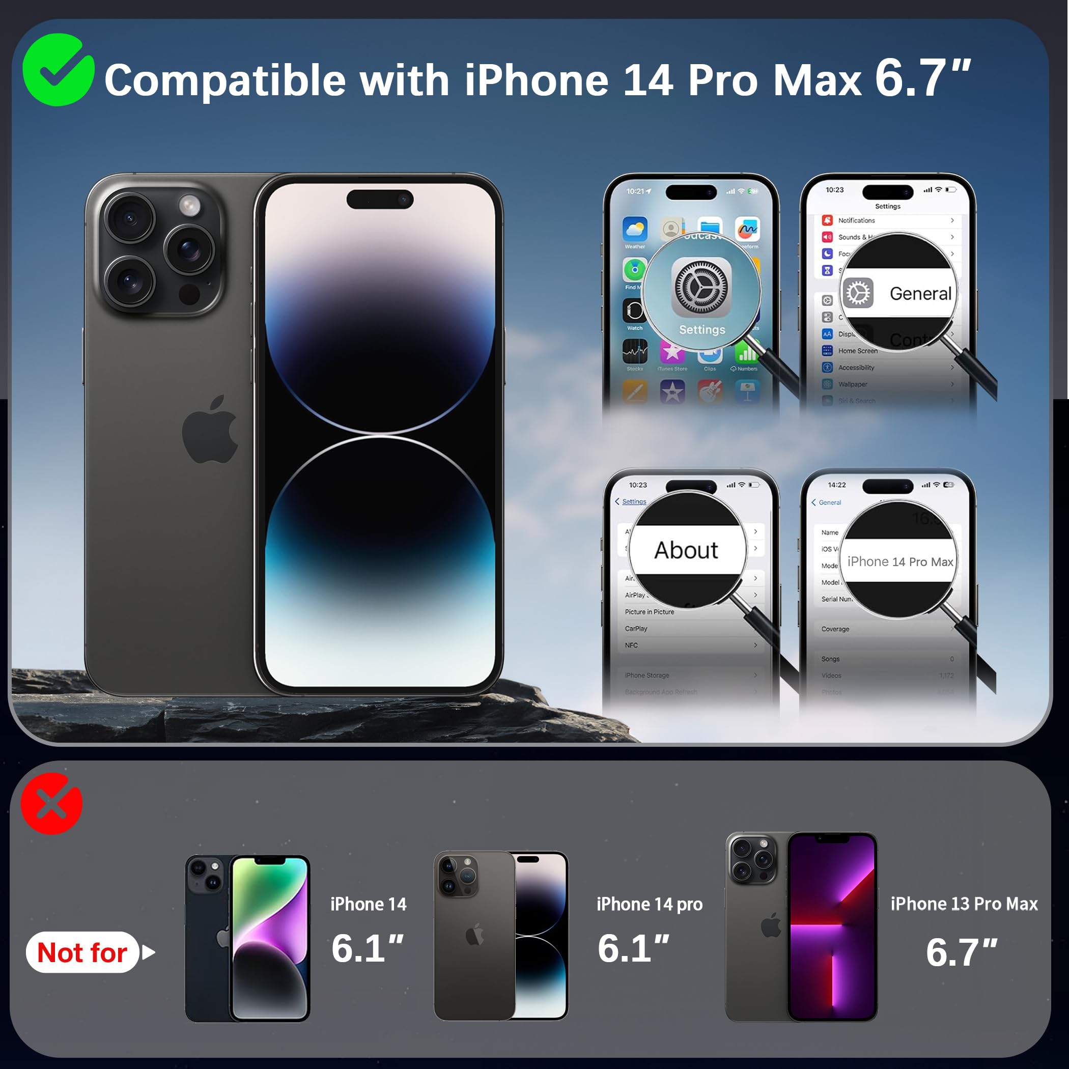 Cacoe Magnetic Case For Iphone 14 Pro Max 6.7 Inch With 360 Rotatable Ring Stand, Compatible With Magsafe Car Phone Mount, Cases