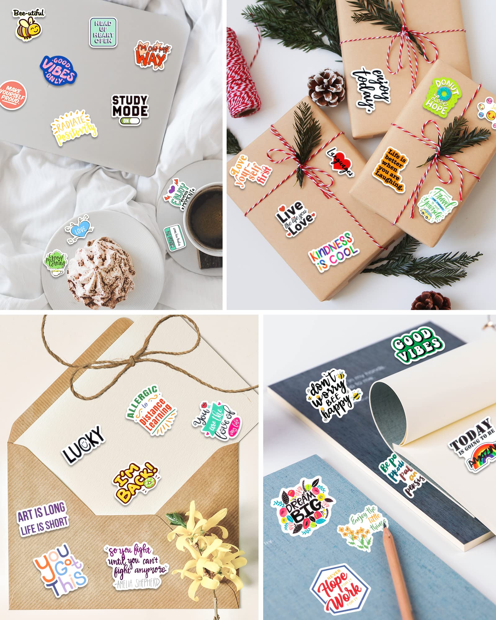 Greingways 300 Pcs Inspirational Stickers For Adults, Motivational Water Bottle Stickers For Teens Kids Teachers, Journaling Scr
