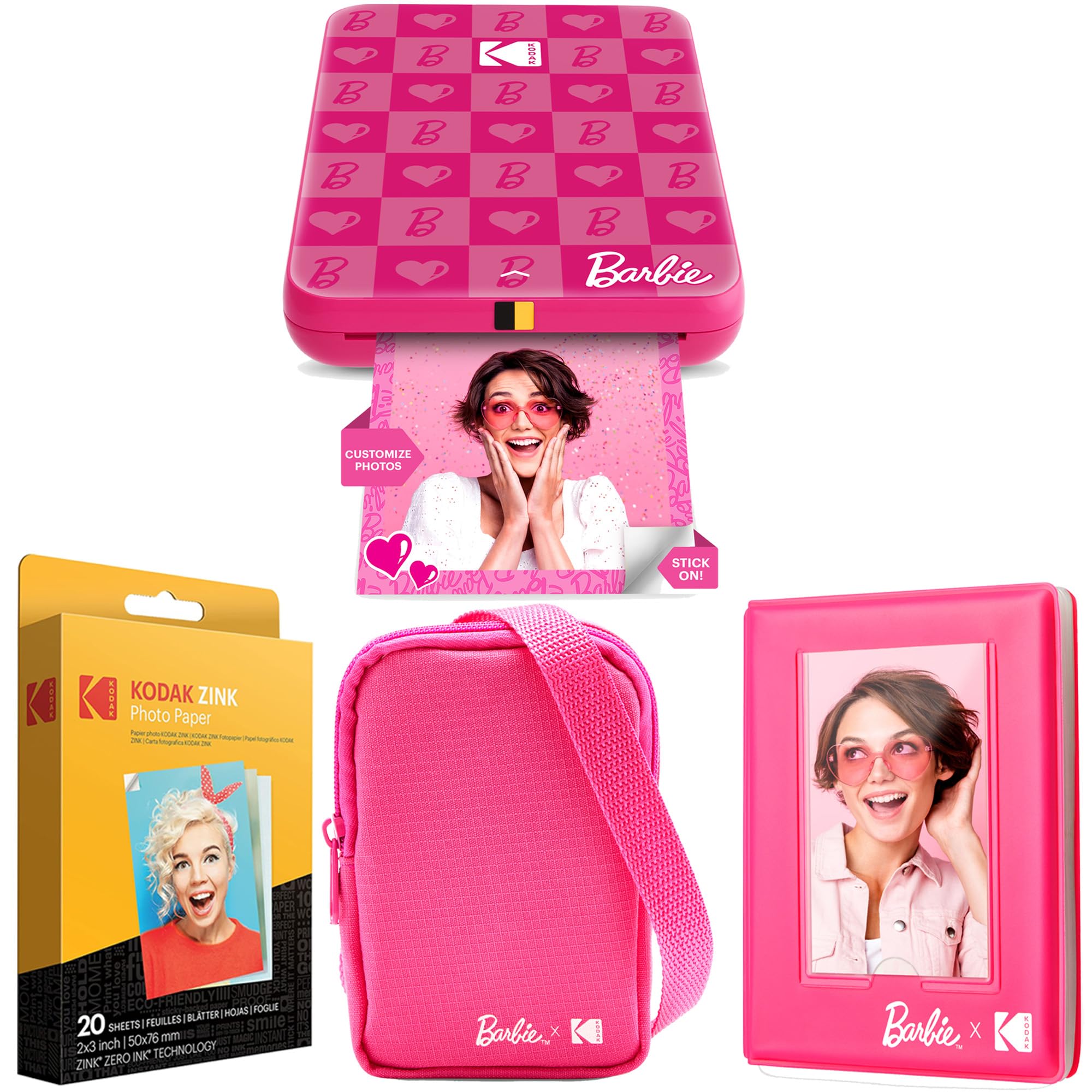 KODAK x Barbie Step Slim Wireless Instant Portable Photo Mobile Printer (Iconic Style)+ Barbie Deluxe Camera Case + Barbie Photo