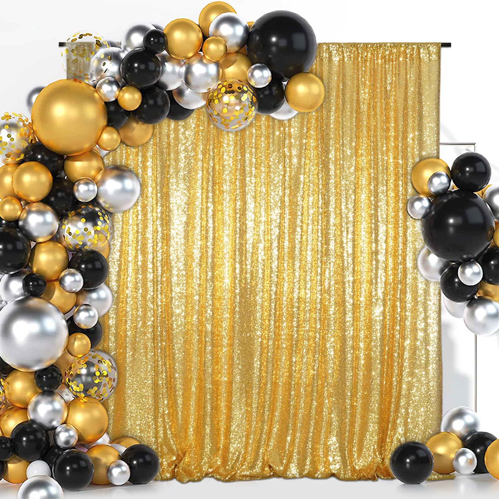 Juya Delight 6Ft X 8Ft New Gold Sequin Backdrop Curtain For Party Wedding Photography