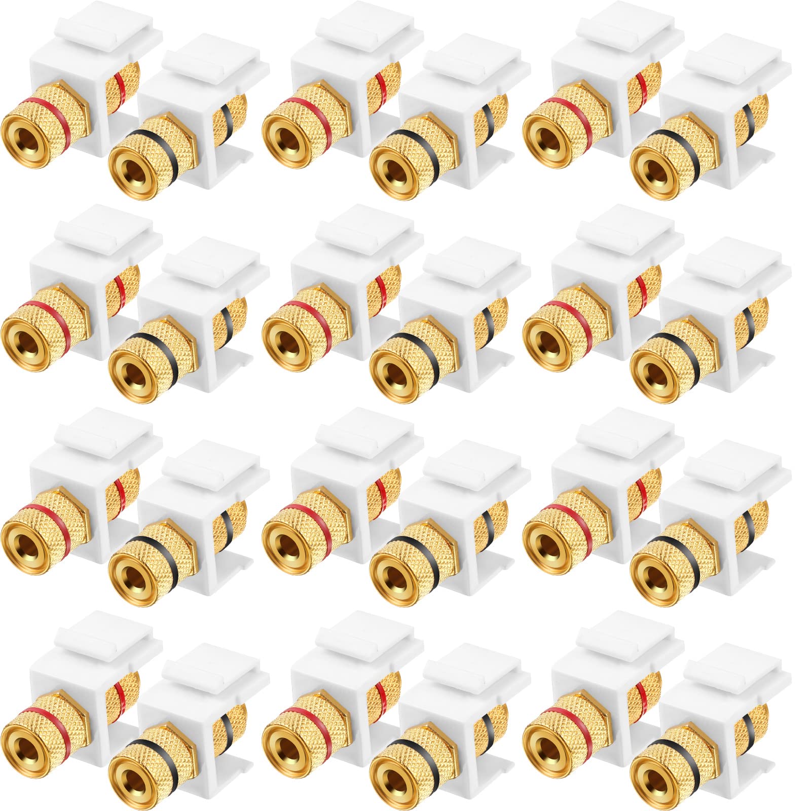 Banana Jack Binding Post Keystone Jack Insert, Black And Red Rings Audio Speaker Keystone Connector Screw Type Inline Coupler Fo