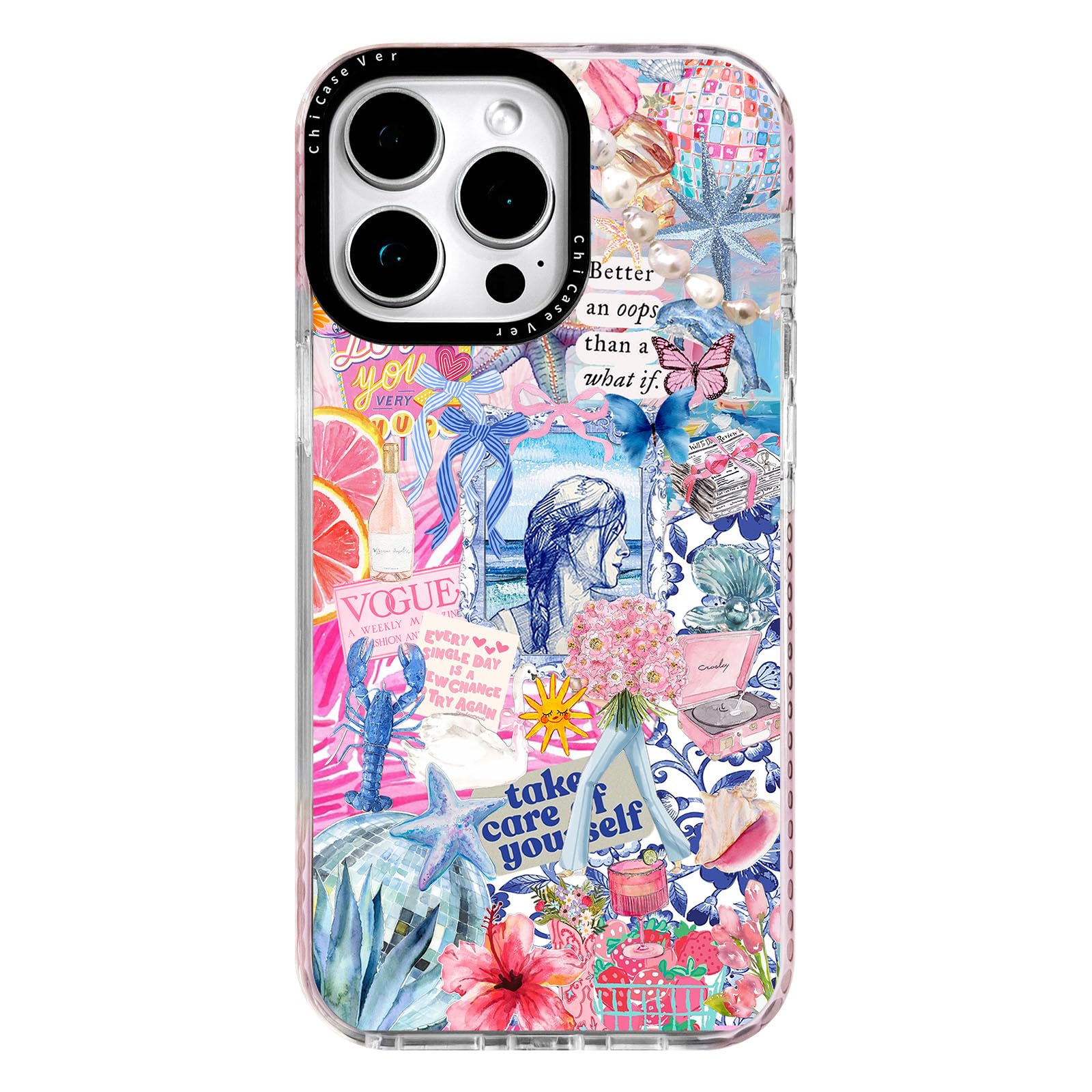 ChiCaseVer for iPhone 13 Pro Max Case, Coastal Collage Pattern, Military-Grade Drop Protection, Seaside Daydream Soft Slim TPU P