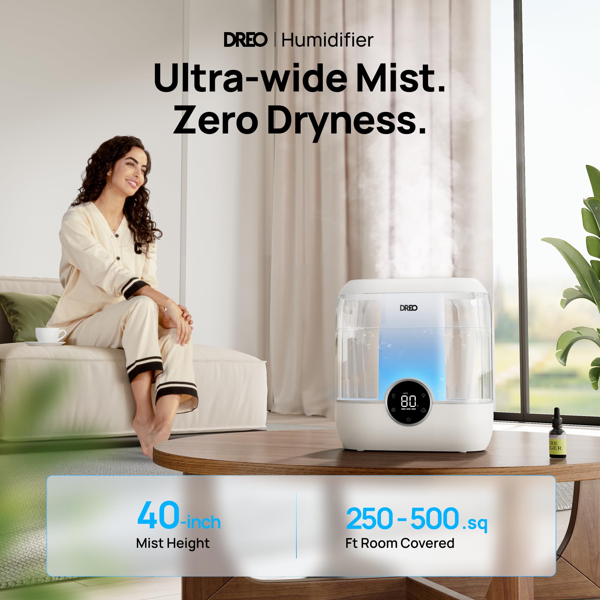 Dreo Humidifiers For Bedroom, 6L Top Fill Quiet Supersized Cool Mist Humidifier For Large Room, 60 Hour Runtime, Ultrasonic Humi