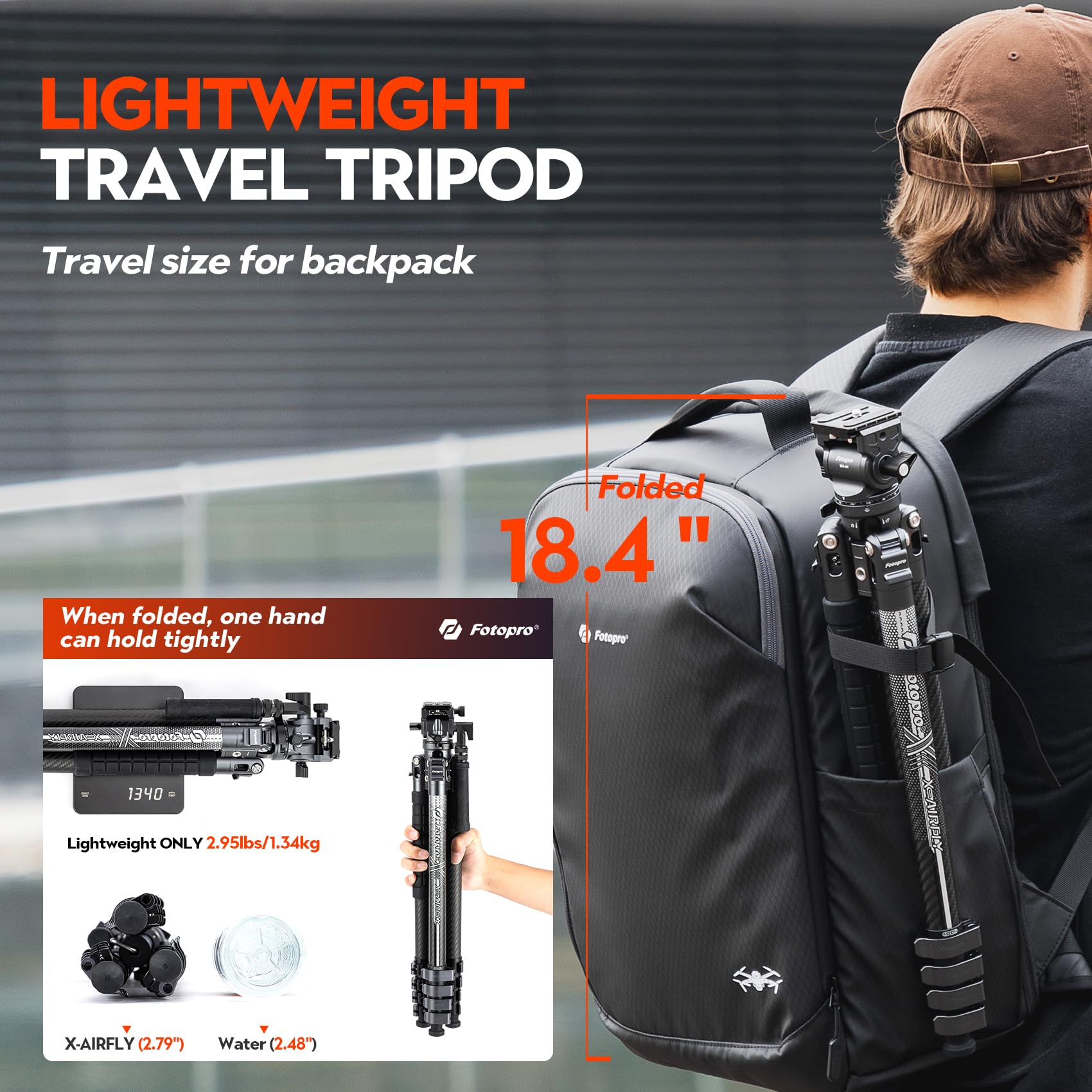 Fotopro Carbon Fiber Tripod 65 Inch Travel Tripod For Camera With Fluid Head Ball Head Extendable Handle 2.95Lb Lightweight Came