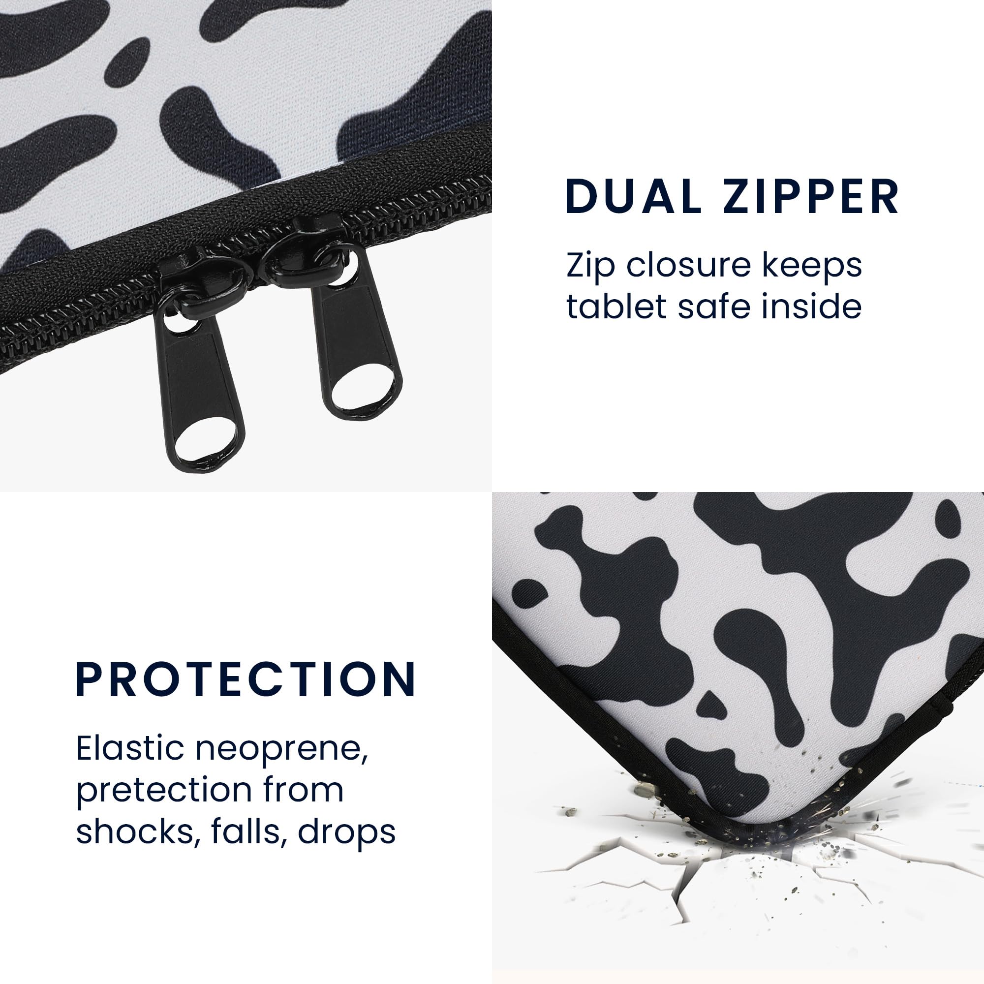 Kwmobile Neoprene E Reader Pouch Size 6'' Ereader   Universal Ebook Sleeve Case With Zipper, Wrist Strap   Black/White