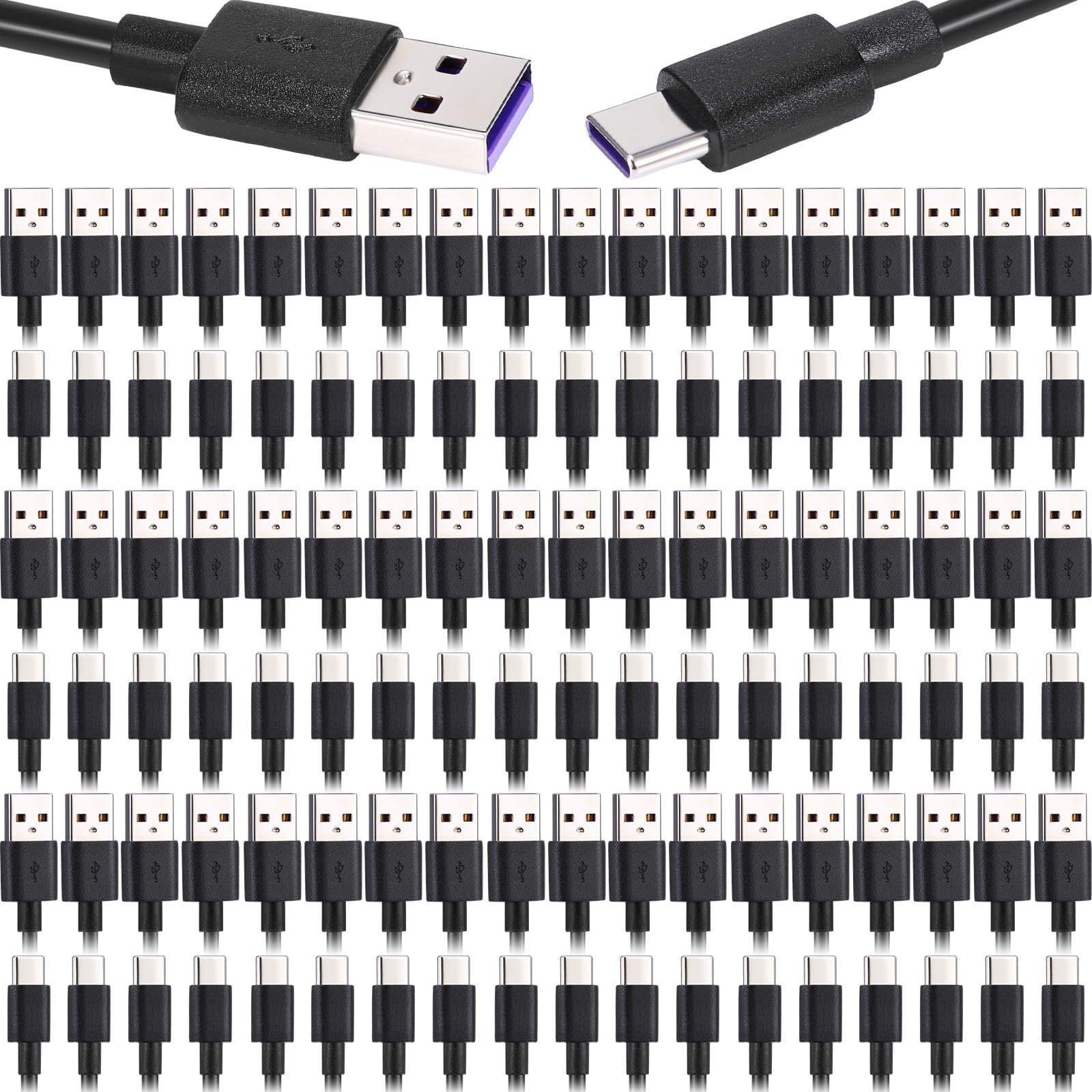 Kanayu 120 Pack USB C Cable Bulk 3.3 ft Black Fast Charging Cable