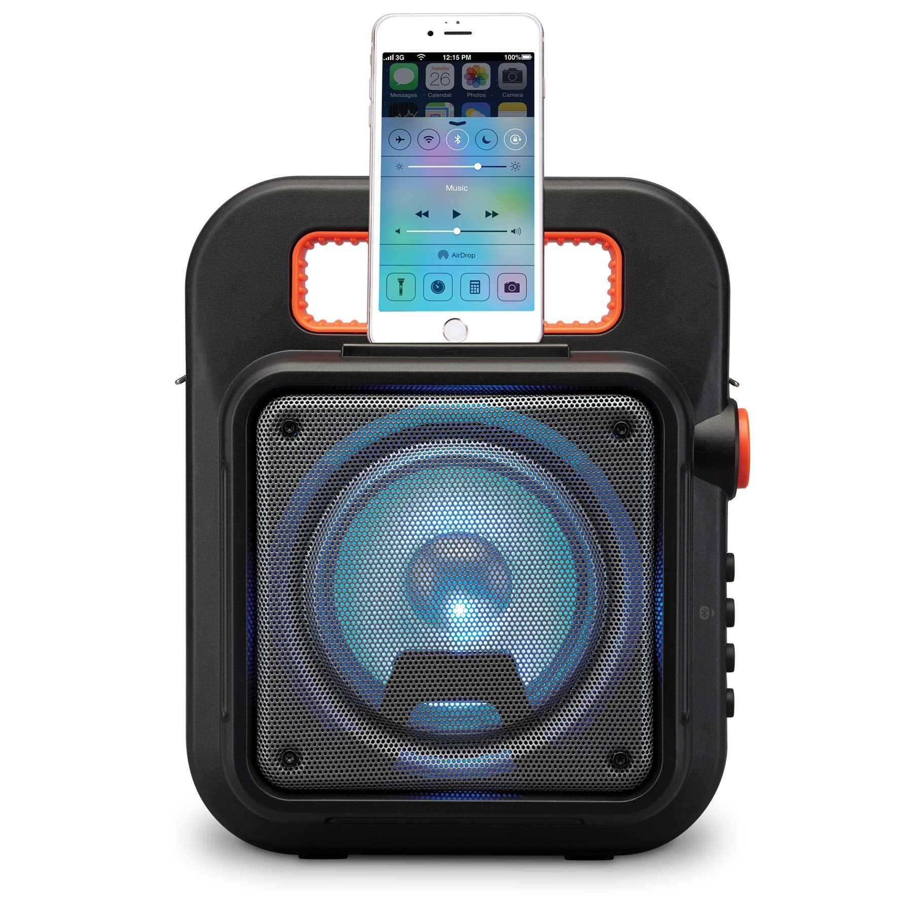 Ilive Isb309B Wireless Tailgate Party Speaker, With Led Light Effects And Built In Rechargeable Battery, Black