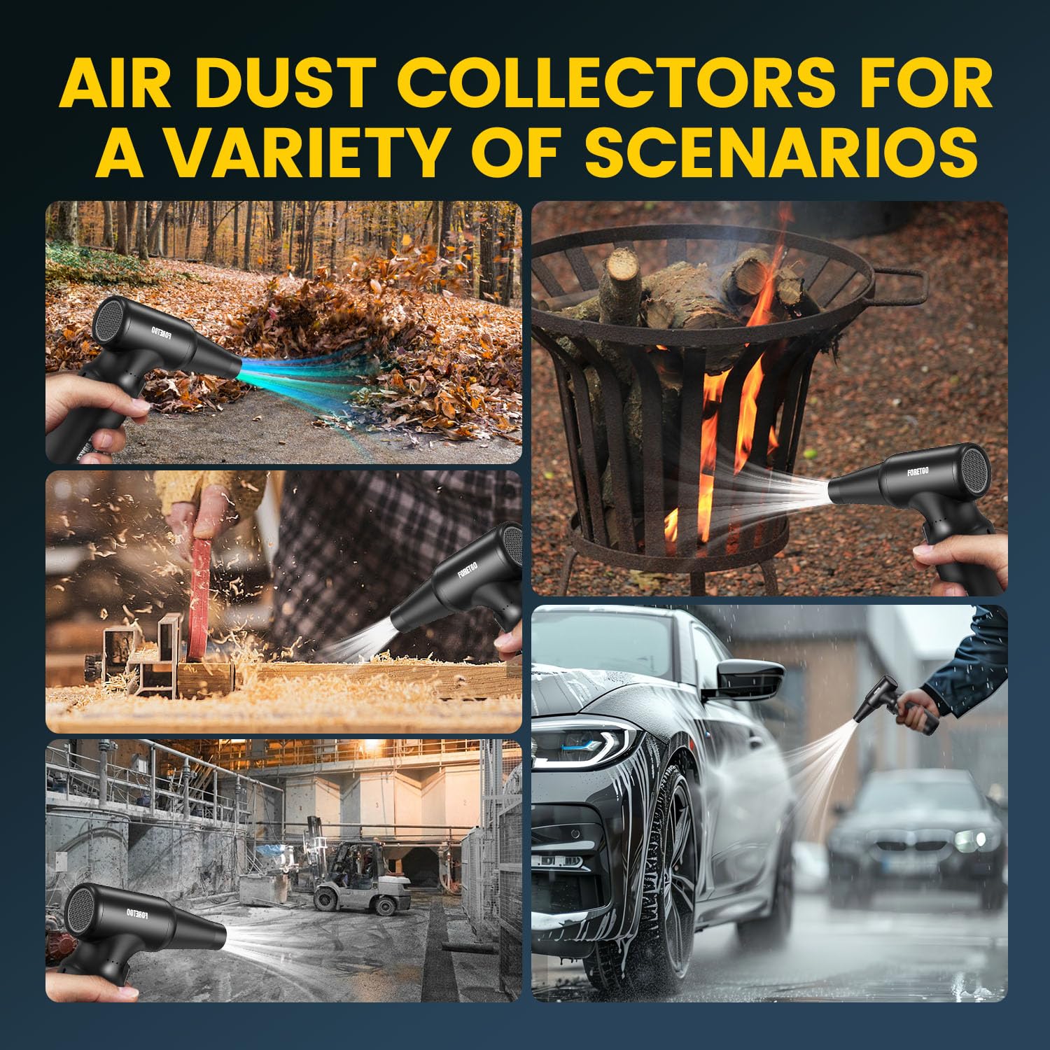Foretoo Compressed Air Duster- Mini Blower-Turbo Fan-Rechargeable Cordless Air Blower 300000Rpm-Car Dryer Air Blower -3 Gear Spe