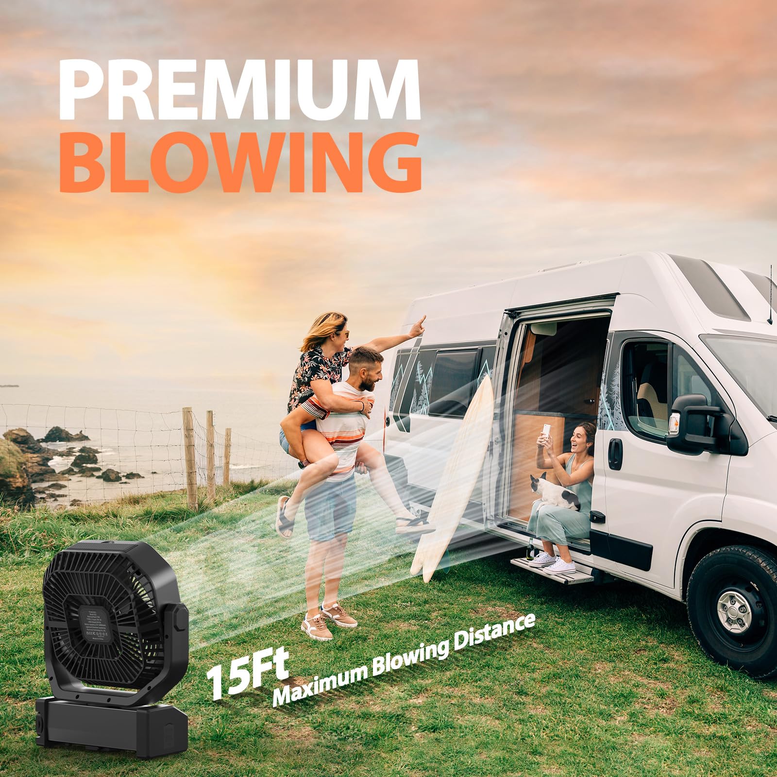 Morecore 20000Mah Rechargeable Camping Fan With Light, 112Hrs Running, 9 Speed, Auto Oscillating, Timer, Led Digital Display, 27