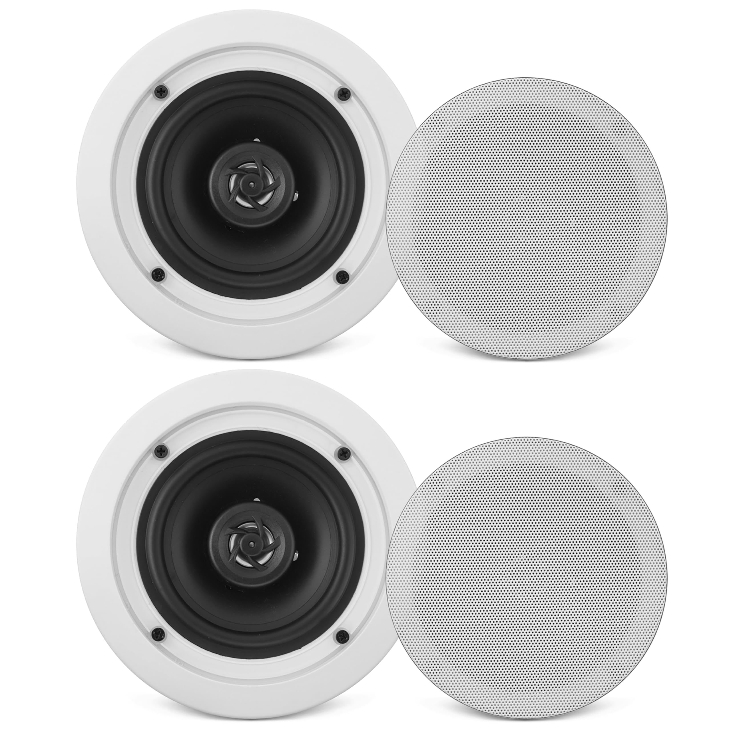Pyle 6.5    Ceiling Wall Mount Speakers-Pair of 2-Way Midbass Woofer Speaker 1/2 Polymer Dome Tweeter Flush Design w/70Hz-20kH