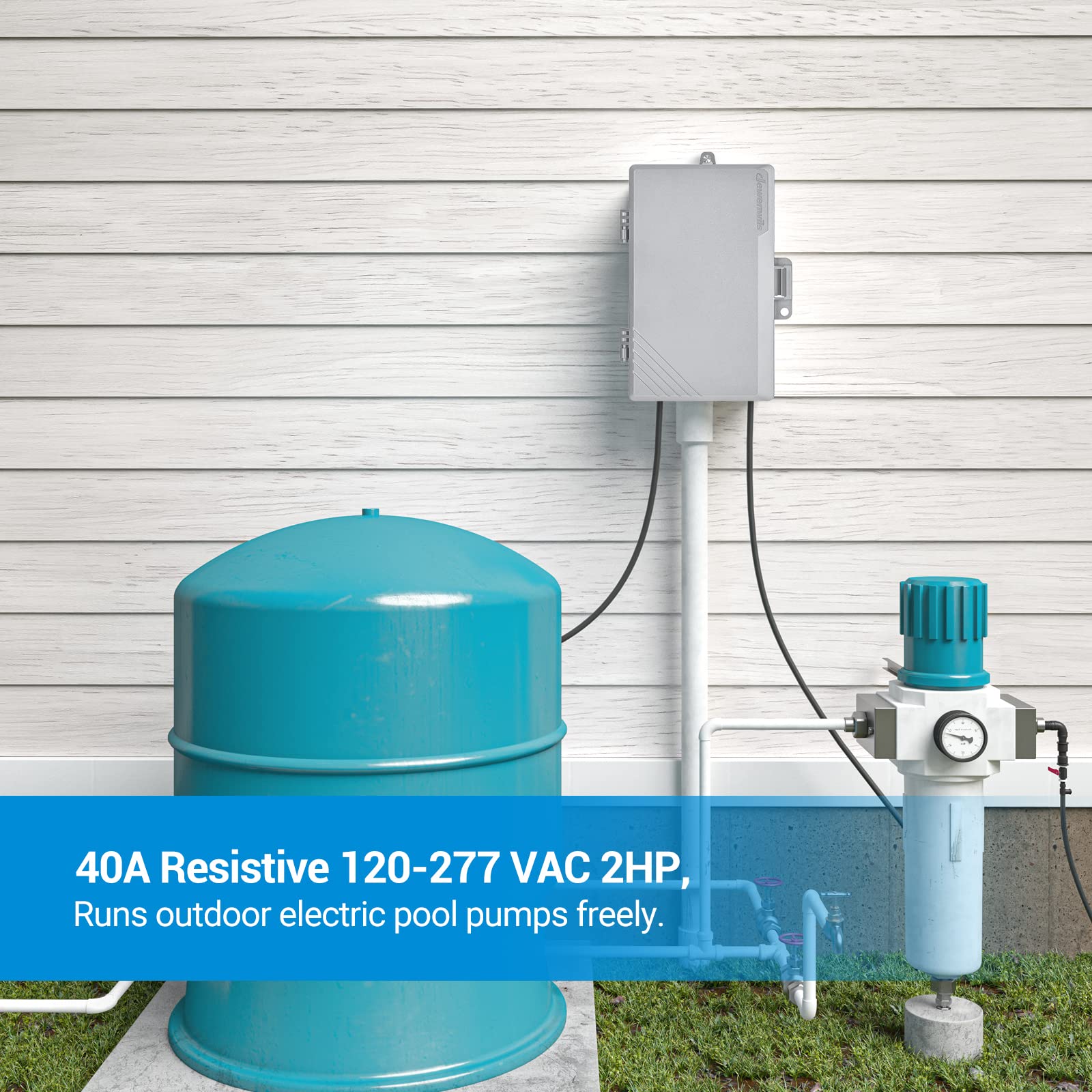 Dewenwils Pool Pump Timer, Mechanical Timer Box Outdoor, Heavy Duty 2Hp 40A 120 277 Vac, 24 Hour Programmable On/Off Timer Switc