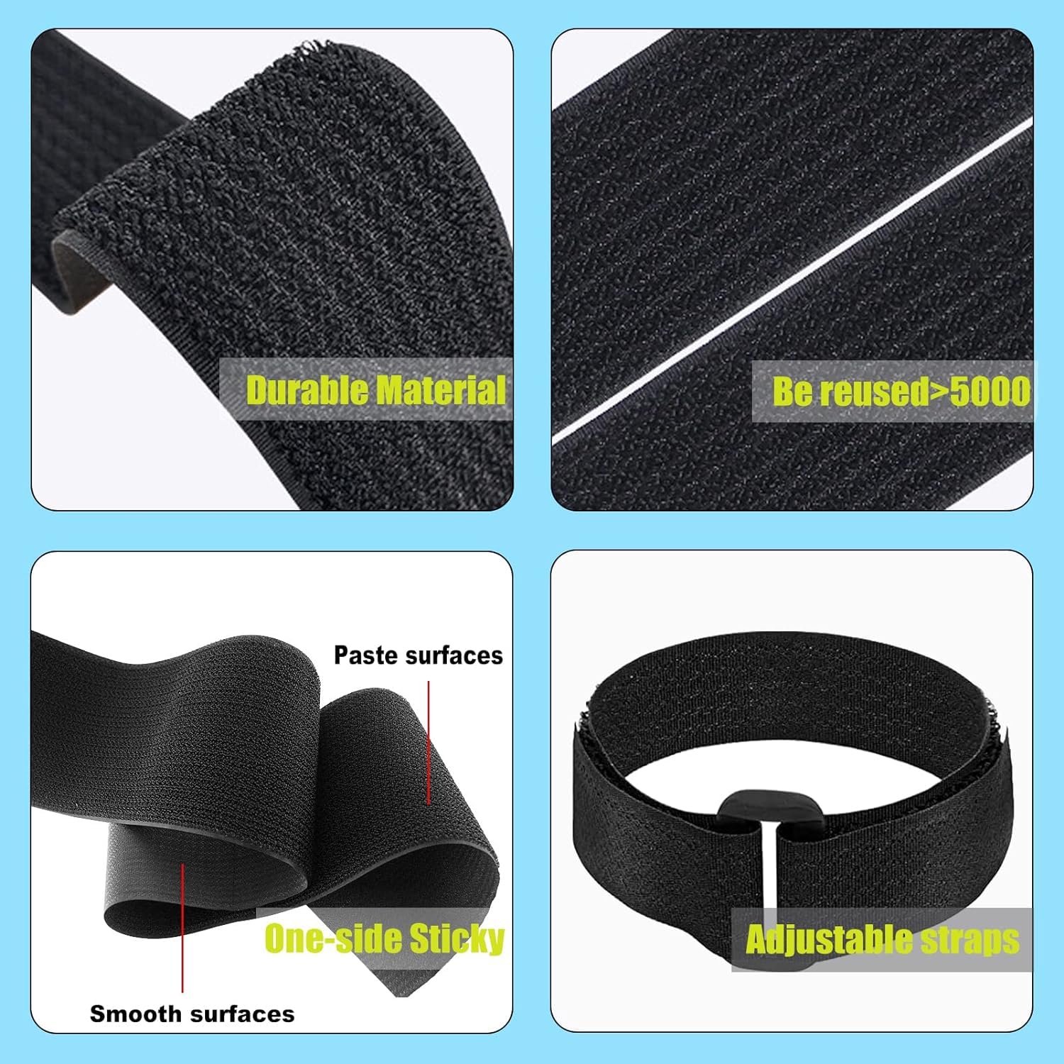 16Ft 1 Inch Wide Cable Straps With 15 Buckles, Reusable Heavy Duty Hook And Loop Straps, Adjustable Straps For Home, Office, Des