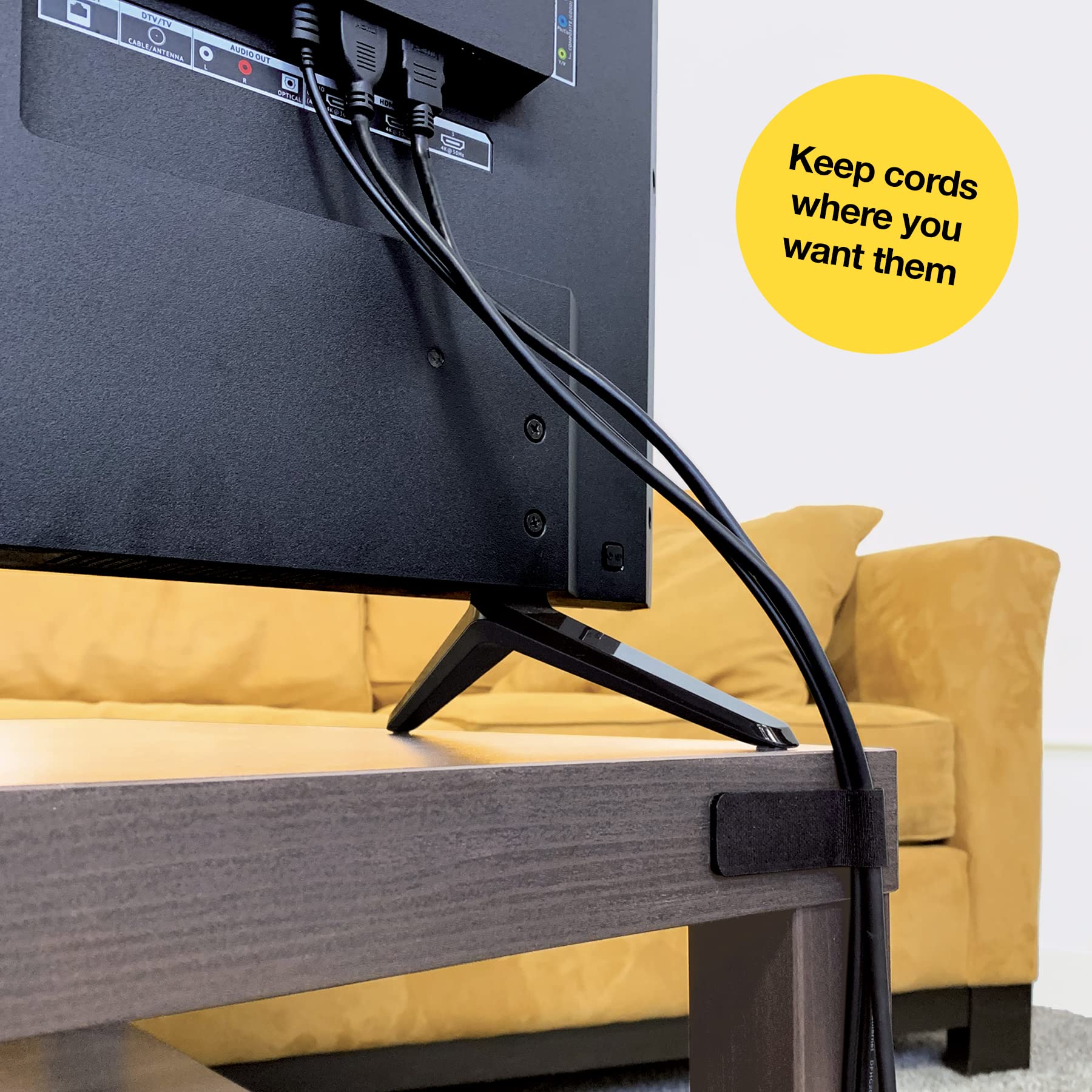 Wrap-It Storage Cable Clams Adhesive Cord Organizer 3" Black 24-Pack