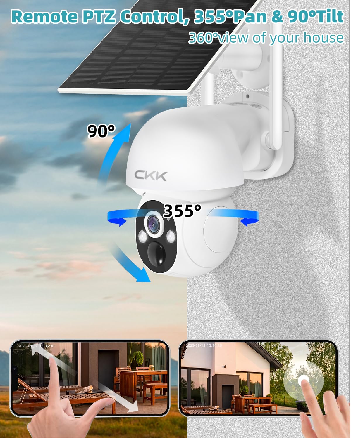 2.5K Family Safety System,Solar Security Cameras Wireless Outdoor,4 Cameras Kit With Full Color Night Vision,360� View,2.4Ghz Wifi Camera,2 Way Audio,Spotlight Camera,128G Local Storage,No Monthly Fee