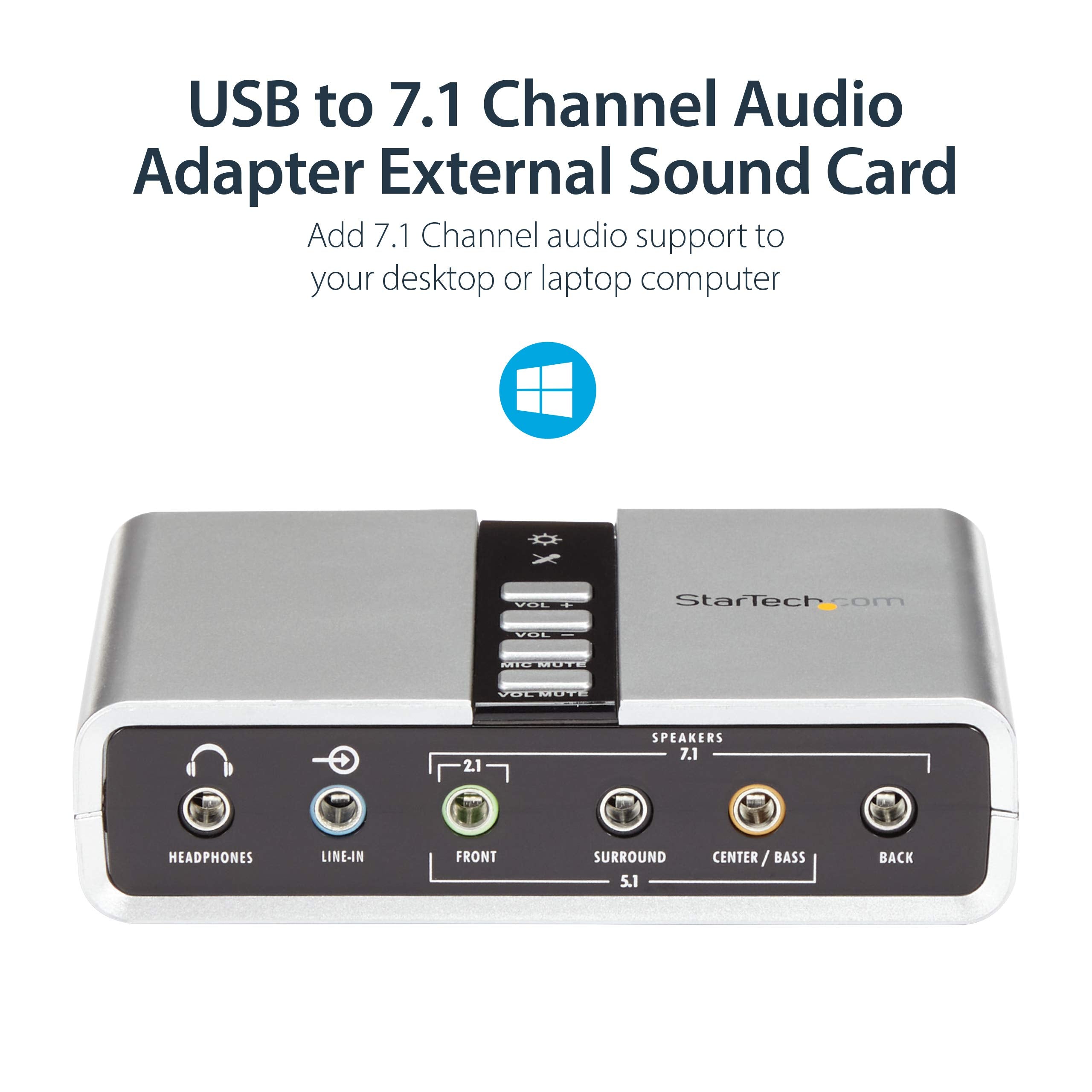 Startech.Com 7.1 Usb Sound Card   External Sound Card For Laptop With Spdif Digital Audio   Sound Card For Pc   Silver (Icusbaud