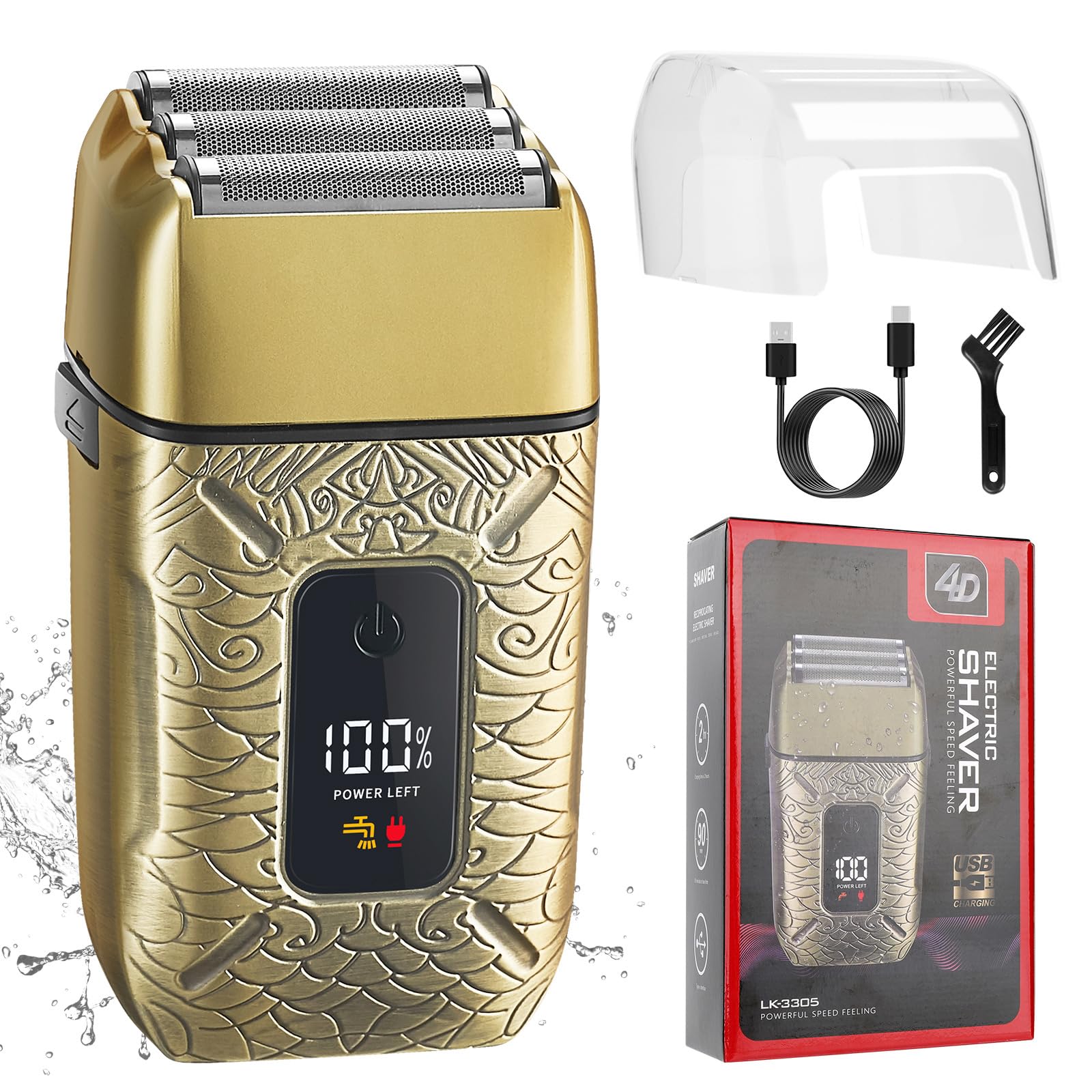 Dumite Electric Shavers For Men,Waterproof Powerful Motor Electric Razor,Head Shavers For Bald Men,Triple Foil Beard Trimmer,Bar