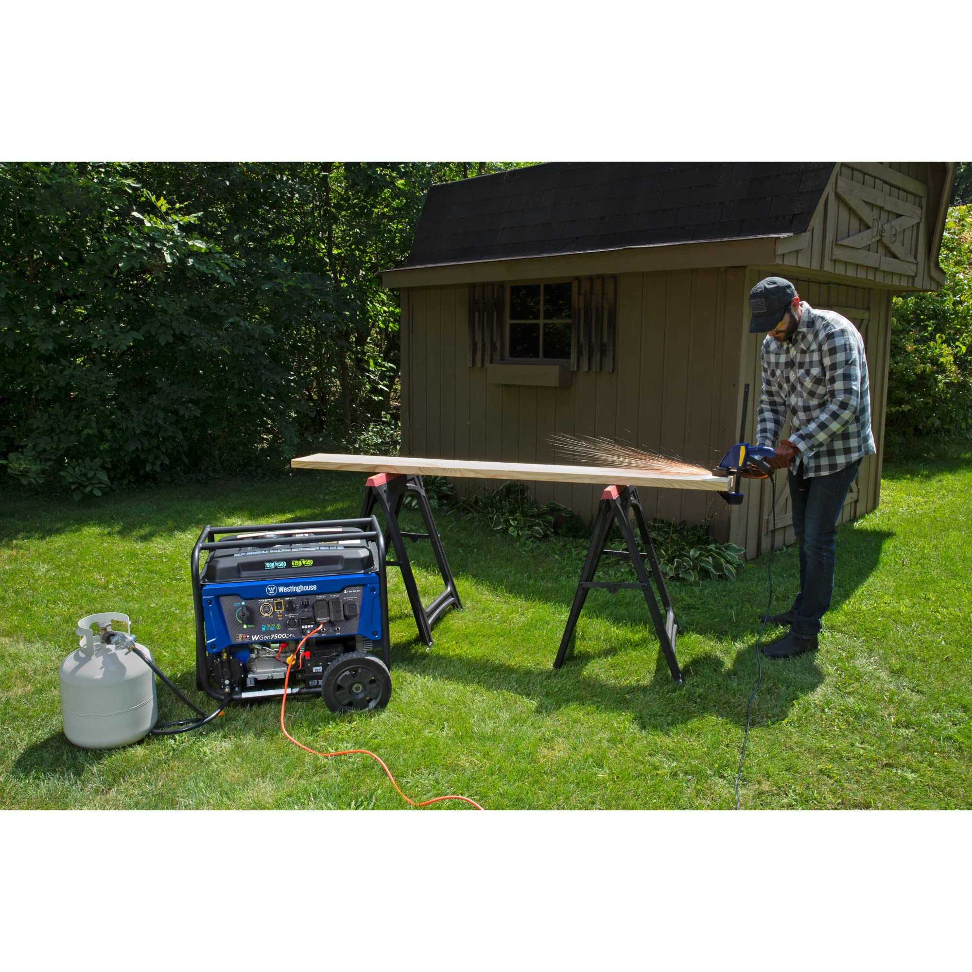 Westinghouse Outdoor Power Equipment 9500 Peak Watt Dual Fuel Home Backup Portable Generator, Electric Start, Transfer Switch Re