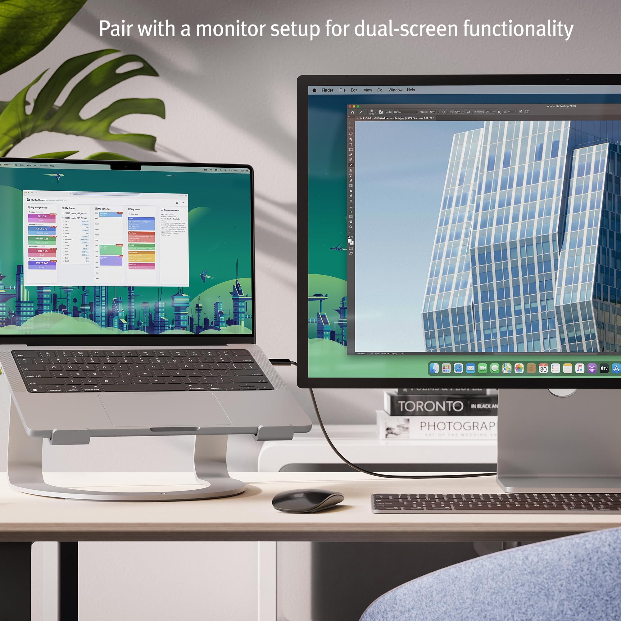 Twelve South Curve Se For Macbooks And Laptops | Aluminum Ergonomic Desktop Cooling Stand For Home Or Office, Silver