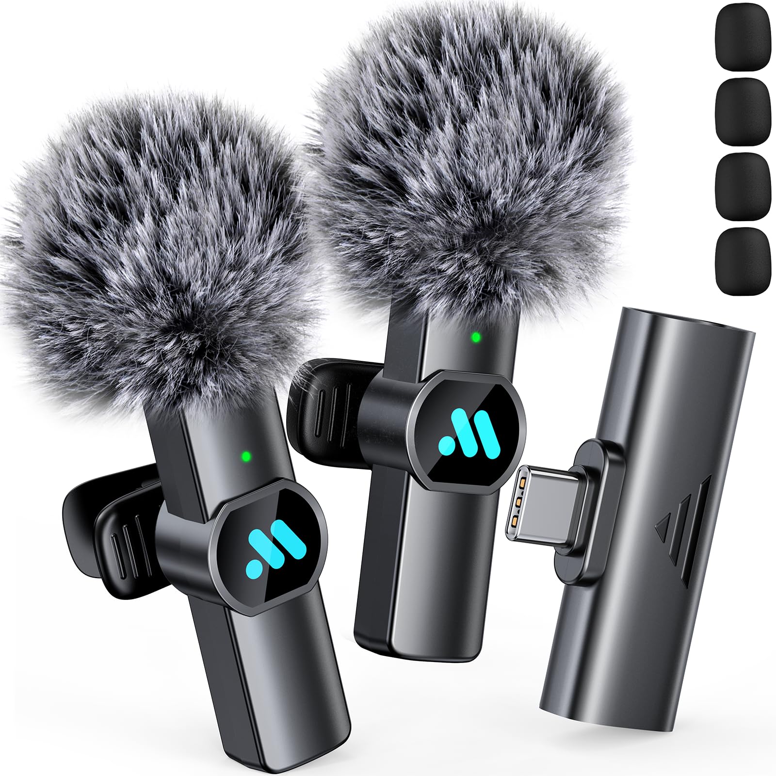Leettus 2pcs Lavalier Wireless Microphone for iPhone 15/16/Android Video Recording,Mini Microphone for Game Live Streaming,inter