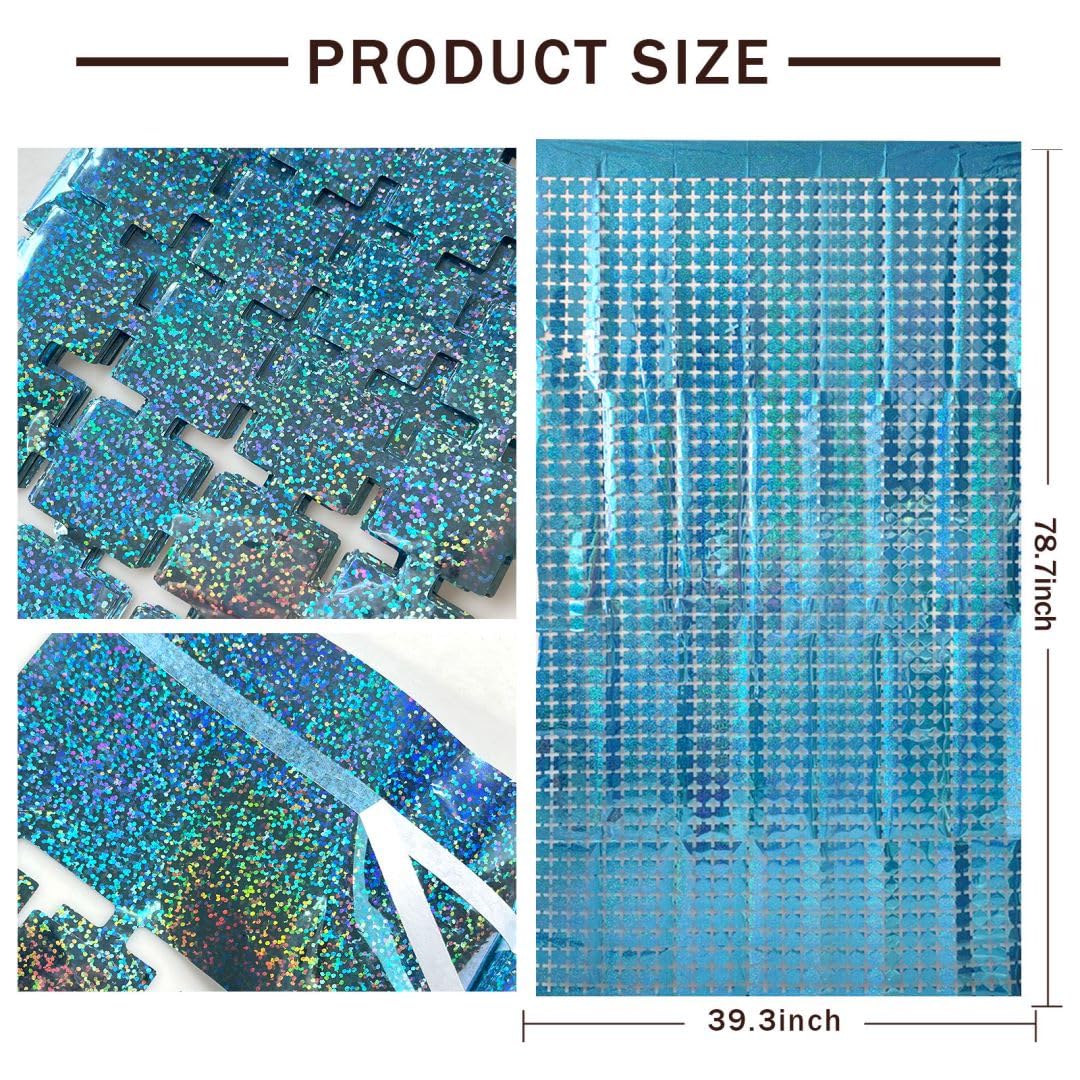 Winter Wonderland Backdrop 5Pcs Glitter Foil Fringe Curtain Party Decor Blue Photo Booth Backdrop Streamers For Halloween, Chris