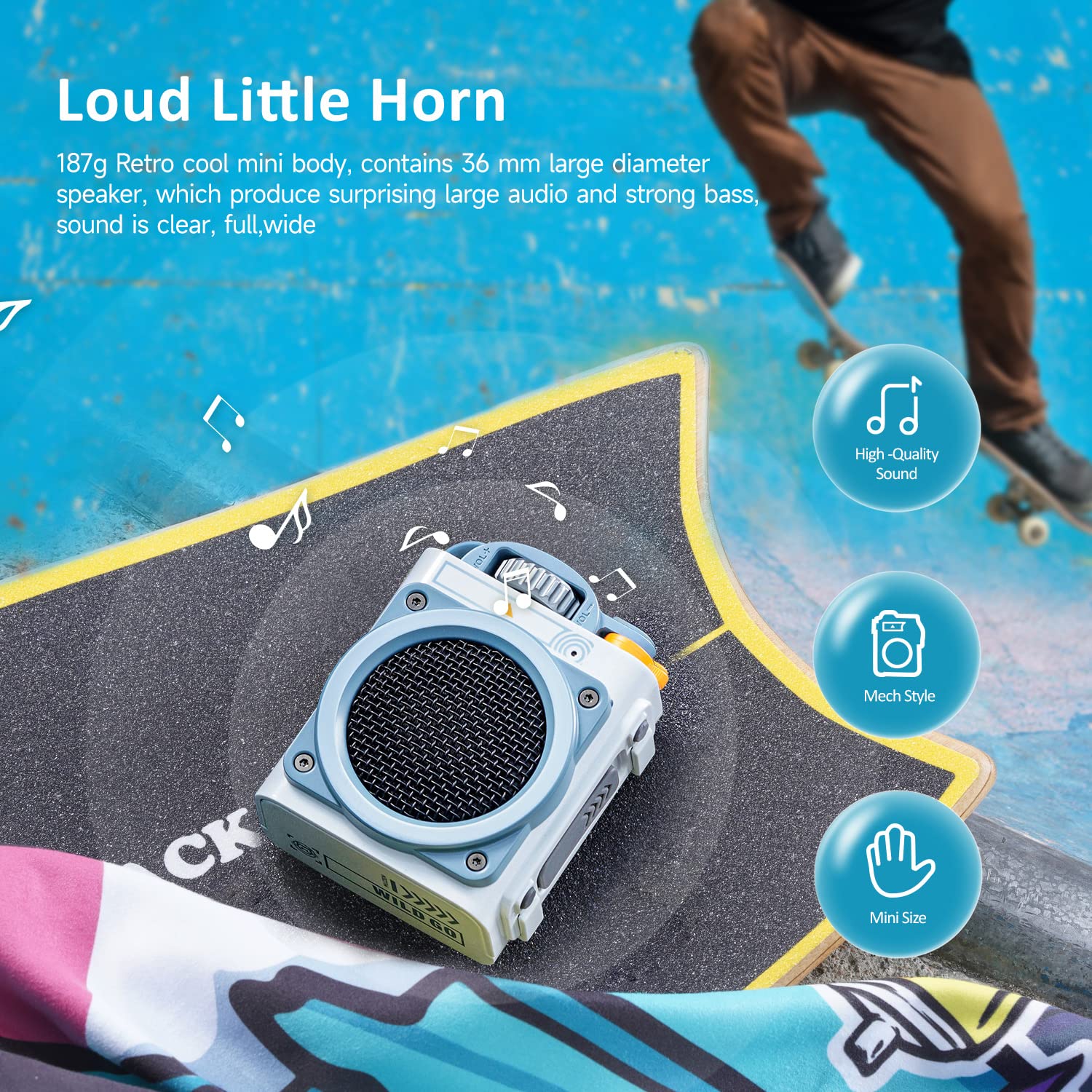 Muzen Portable Bluetooth Speaker, Wild Go Ipx5 Waterproof Speaker, Small Bluetooth Speaker, Loud Stereo Sound,Best Wireless Spea