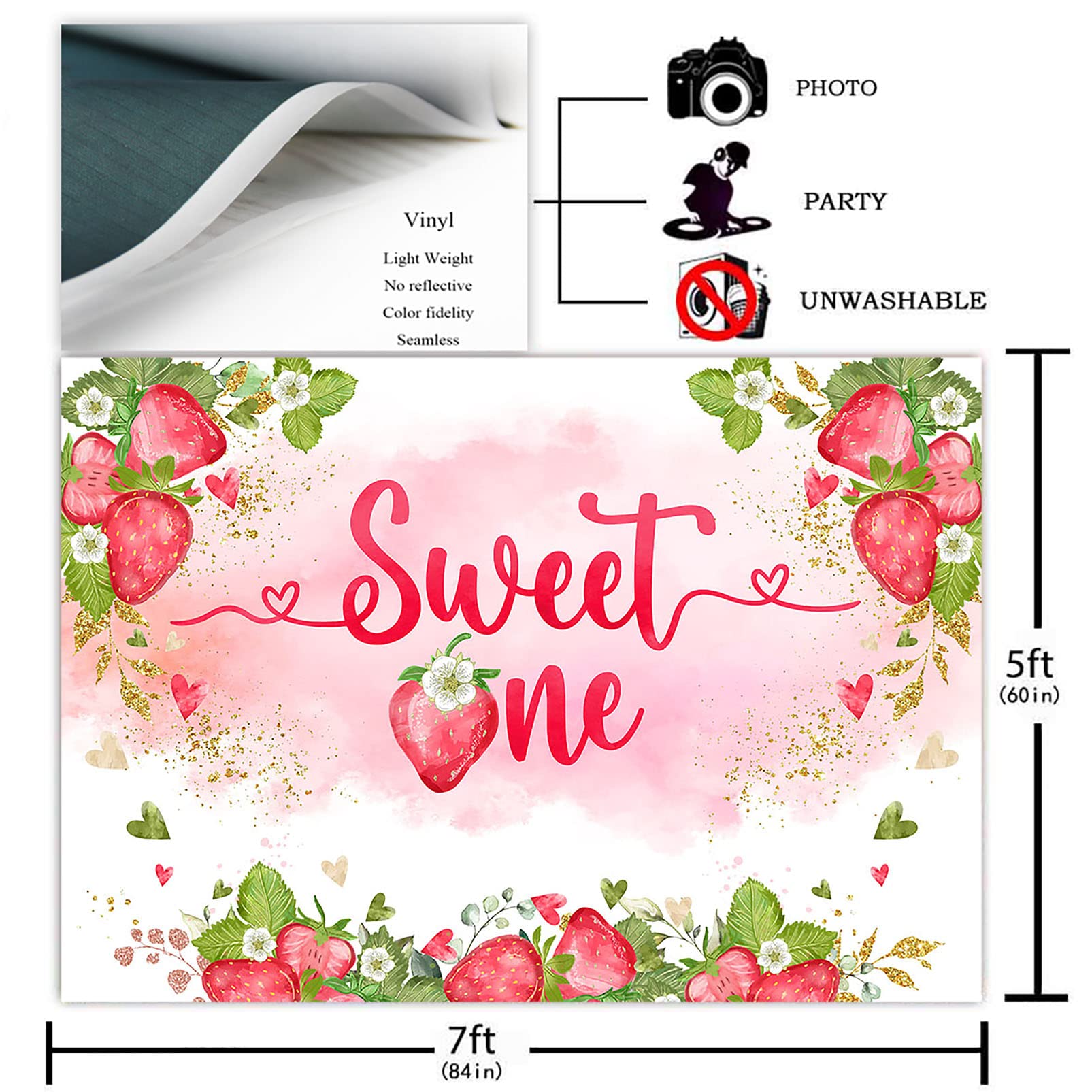 Avezano Sweet One Backdrop Berry Sweet One Birthday Party Decorations Strawberry Girls 1St Birthday Party Photoshoot Background