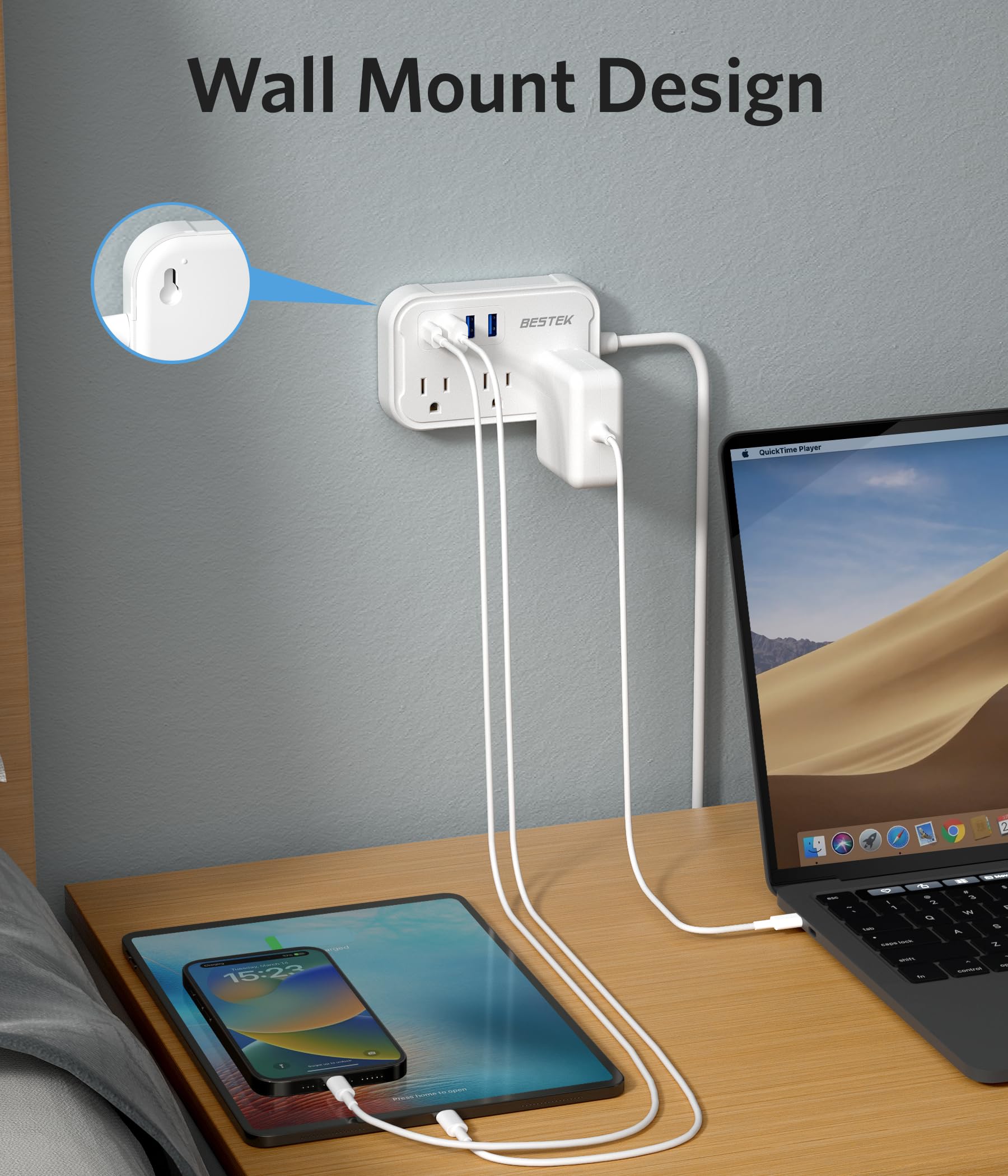 European Travel Plug Adapter   Us To Europe Plug Adapter With 3 Ac Outlets And 4 Usb(1 Pd20W) Type E/F   International Travel Ad