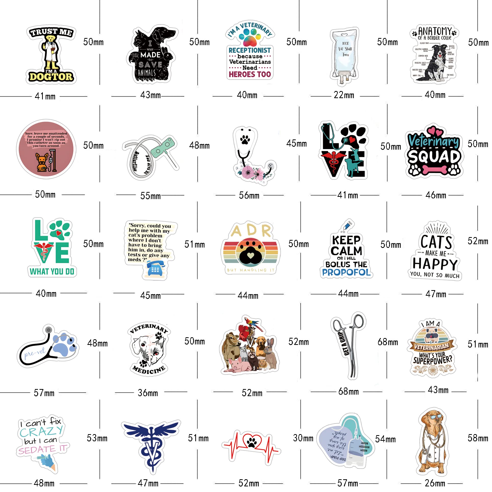 61Pcs Veterinary Stickers Pack |