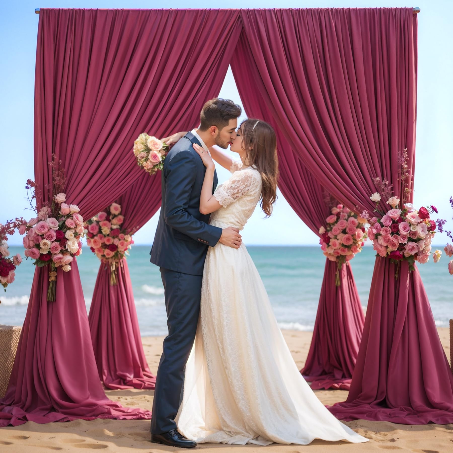 Burgundy Backdrop Curtain For Parties Wedding Wrinkle Free Maroon Photo Curtains Backdrop Drapes Fabric Decoration For Birthday