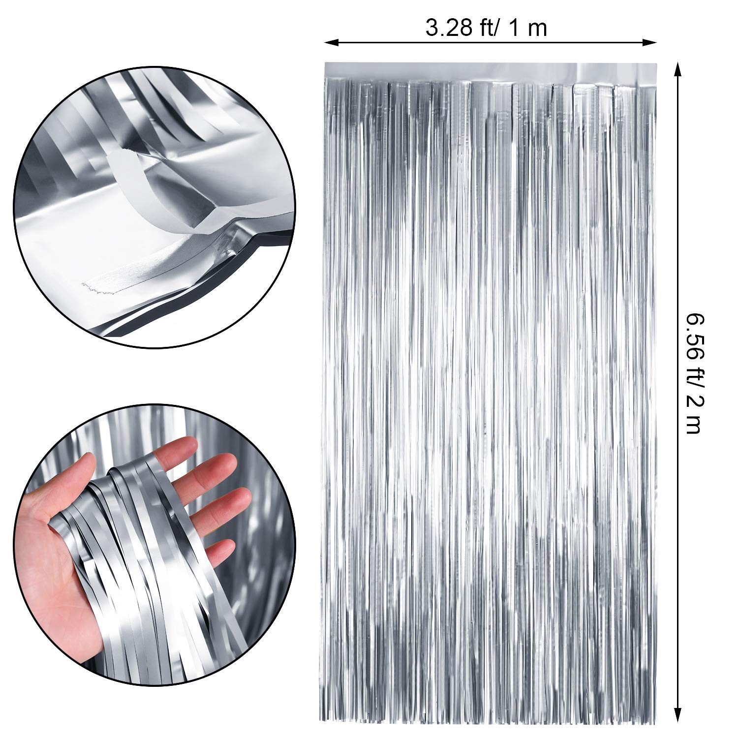 Sumind 4 Packs Photo Booth Backdrops Foil Curtains Metallic Tinsel Backdrop Curtains Door Fringe Curtains For Wedding Birthday C