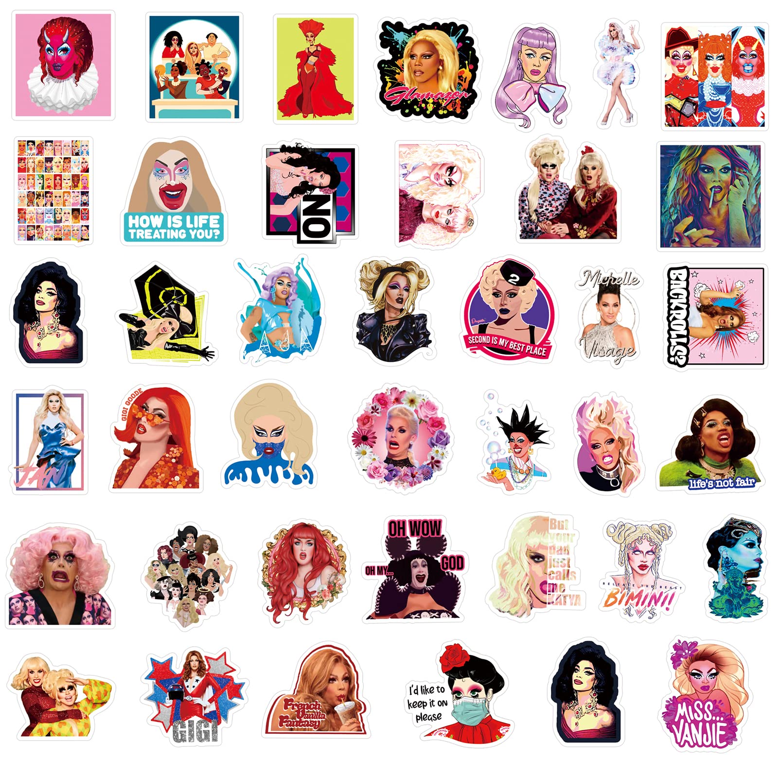 100Pcs Rupaul'S Drag Race Stickers Pack, Funny Reality Show Aesthetic Vinyl Waterproof Stickers For Water Bottles,Laptop,Skatebo