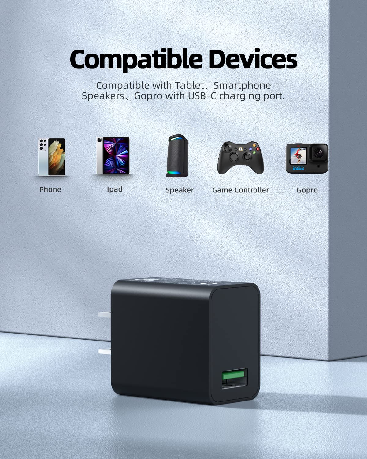 18W Type C Fast Charger Fit For Samsung Galaxy Tab A9+/A9 Plus 11 Inch 2023, Tab A7 10.4 Inch 2020, Tab A7 Lite 8.7 Inch 2021 Usb C Tablet