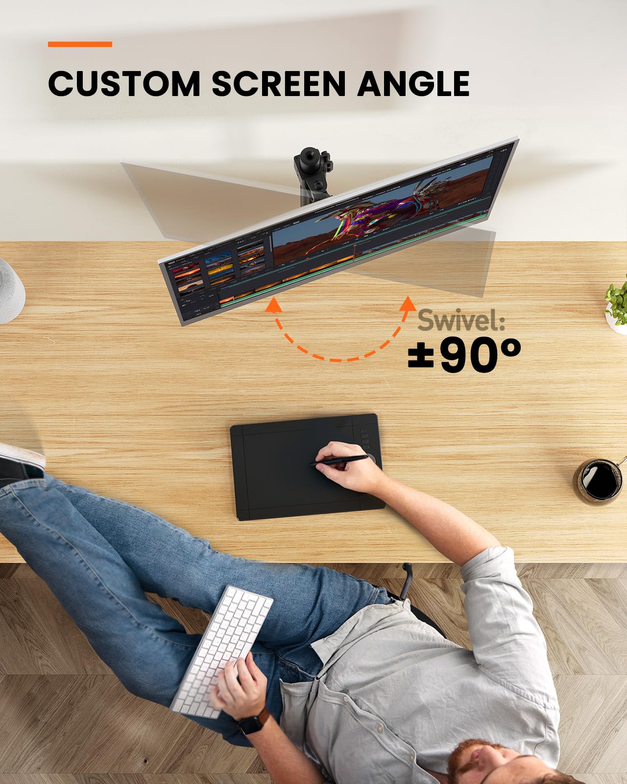 Ergear Monitor Mount For Most 13 32'' Computer Screens Up To 17.6Lbs, Improved Lcd Led Monitor Riser, Adjustable Height And Angl