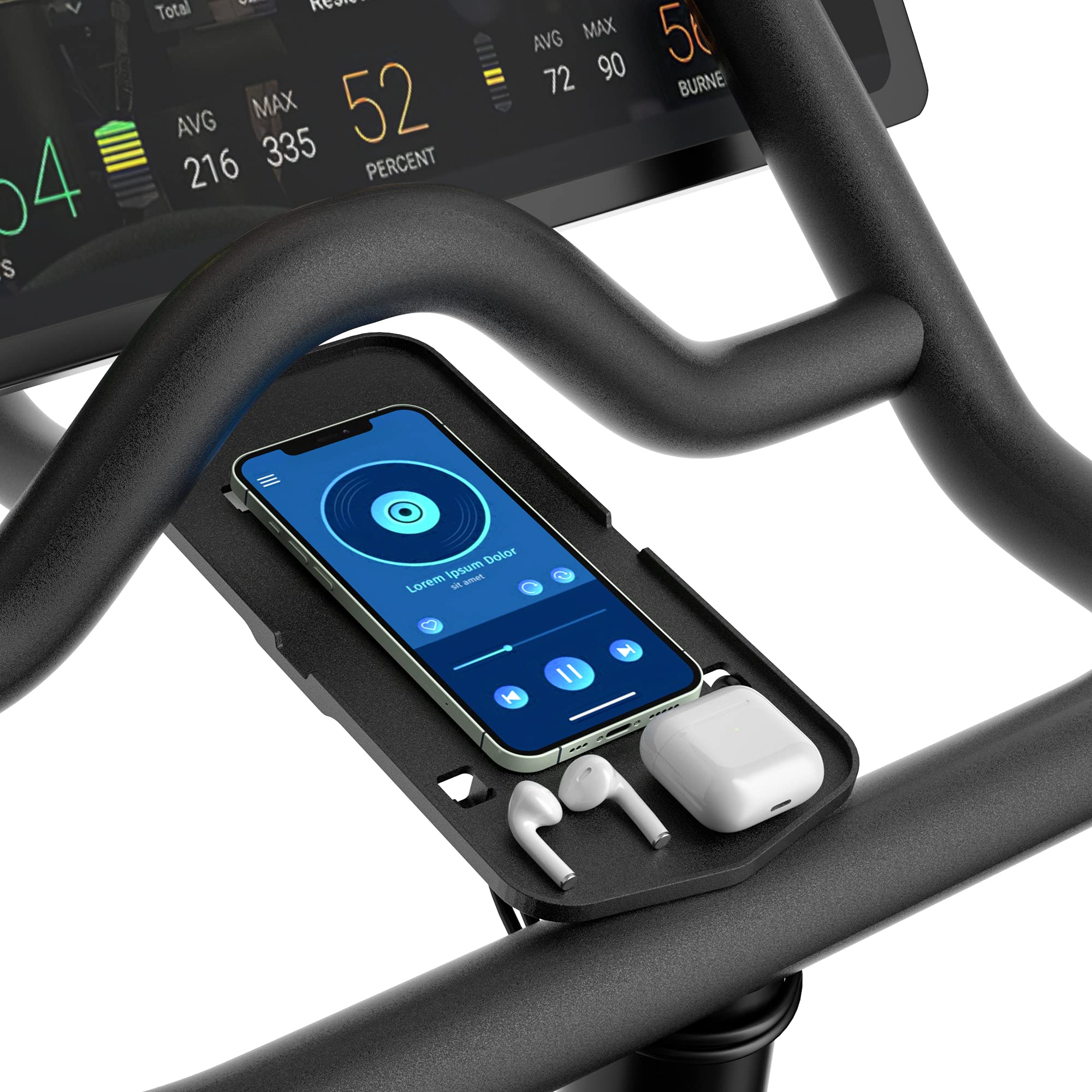 Coolwufan Phone Holder Compatible With Peloton Bike & Bike+ Accessories, Handlebar Stable Anti-Slippery Phone Mount Tray, Fit Fo