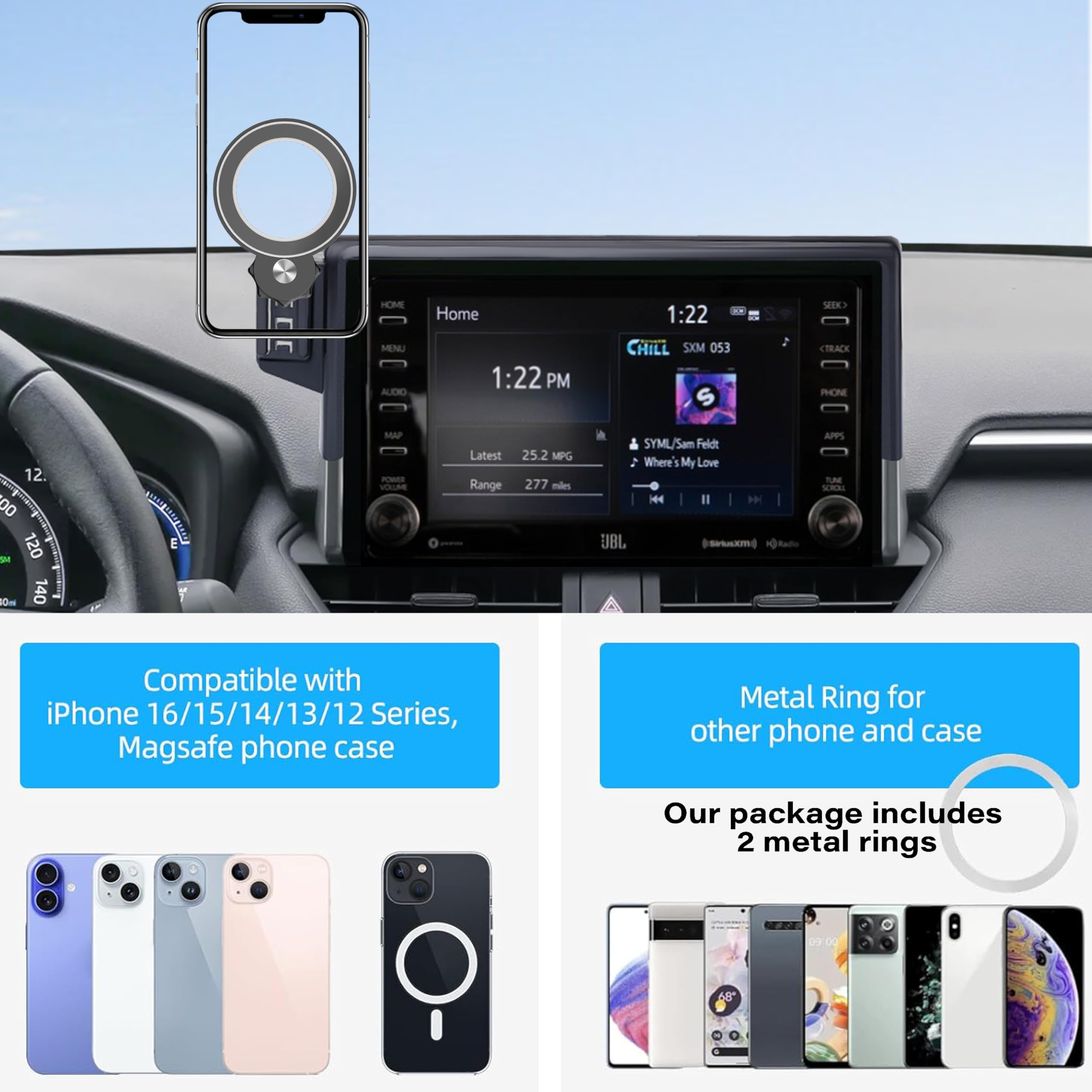 Abeeygeomarn Car Phone Holder For Toyota Rav4 2022 Accessories Apply To 9 Inch Touch Screen Fixed Clip Magnetic Cell Phone Mount
