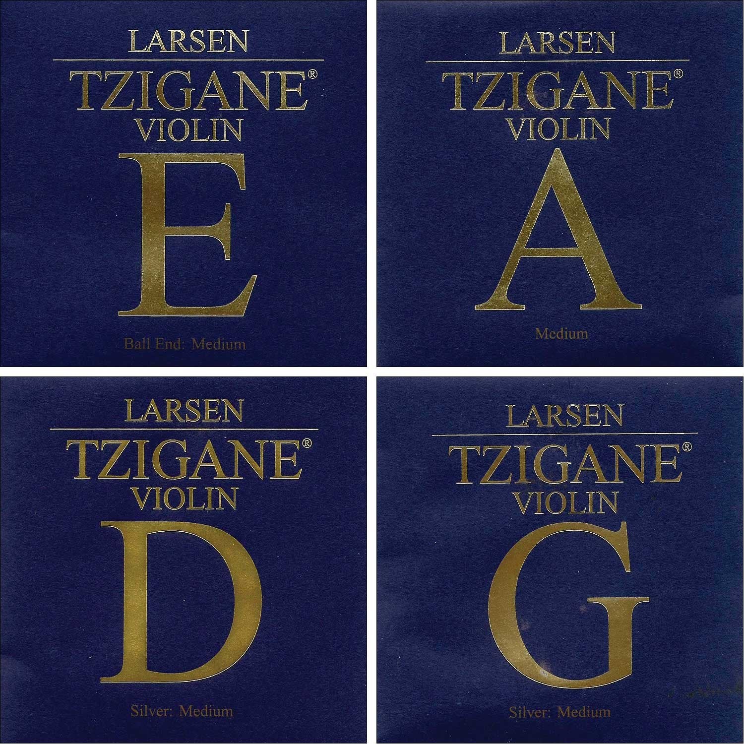Larsen Tzigane 4/4 Violin String Set - Medium Gauge with Ball-end E