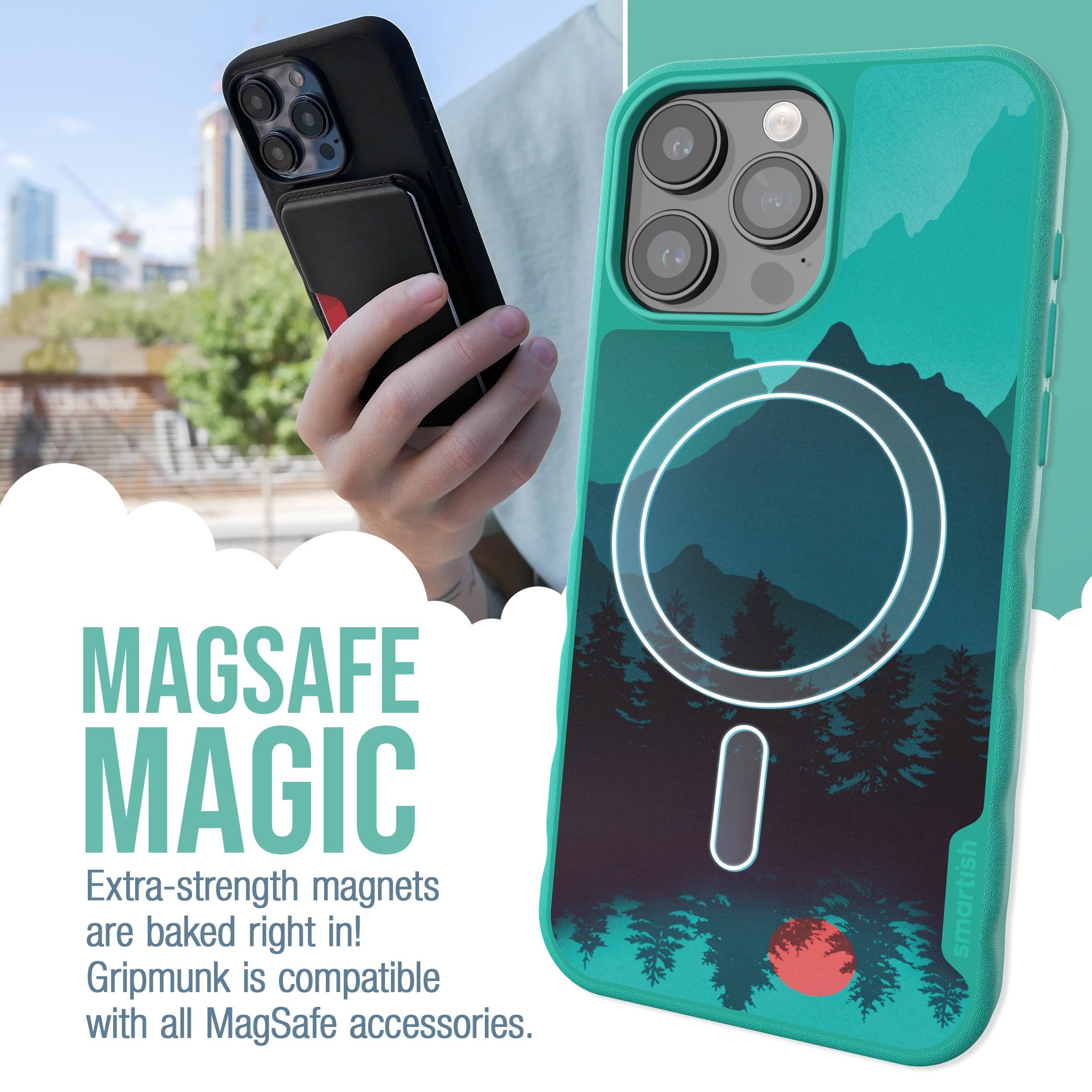 Smartish Iphone 15 Pro Max Magnetic Case   Gripmunk Compatible With Magsafe [Lightweight + Protective] Slim/Thin Grip Cover With